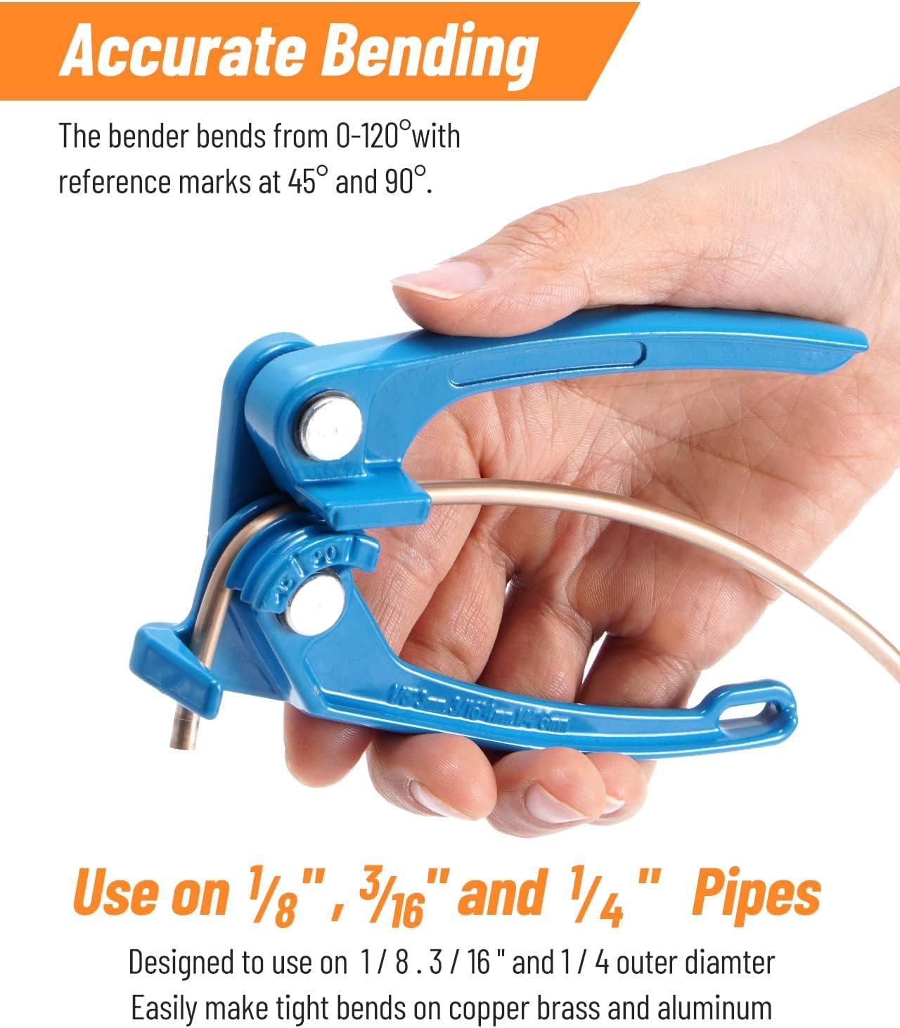 25 Ft 3/16" Copper Coated Brake Line Kit +Tube Bender (Includes 16 Fittings and 4 Unions Brake Line Fittings) + Brake Line Double & Single Flaring Tool Kit image number 6