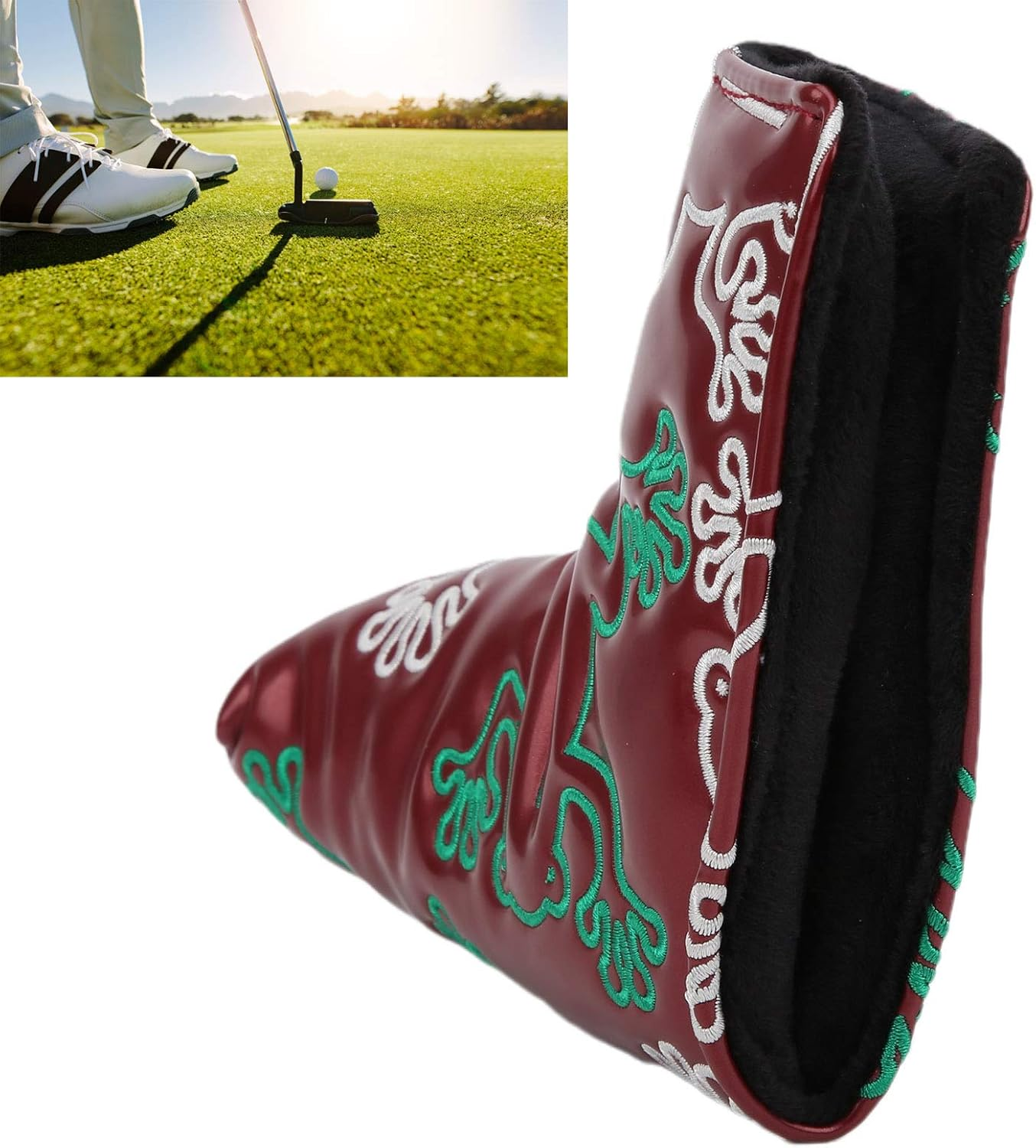 Putter Headcover, with Strong Magnetic Closure, Waterproof Durable Dustproof Easy to Clean Embroidery Putter Headcover, for Home Replacement Golf Travel image number 2