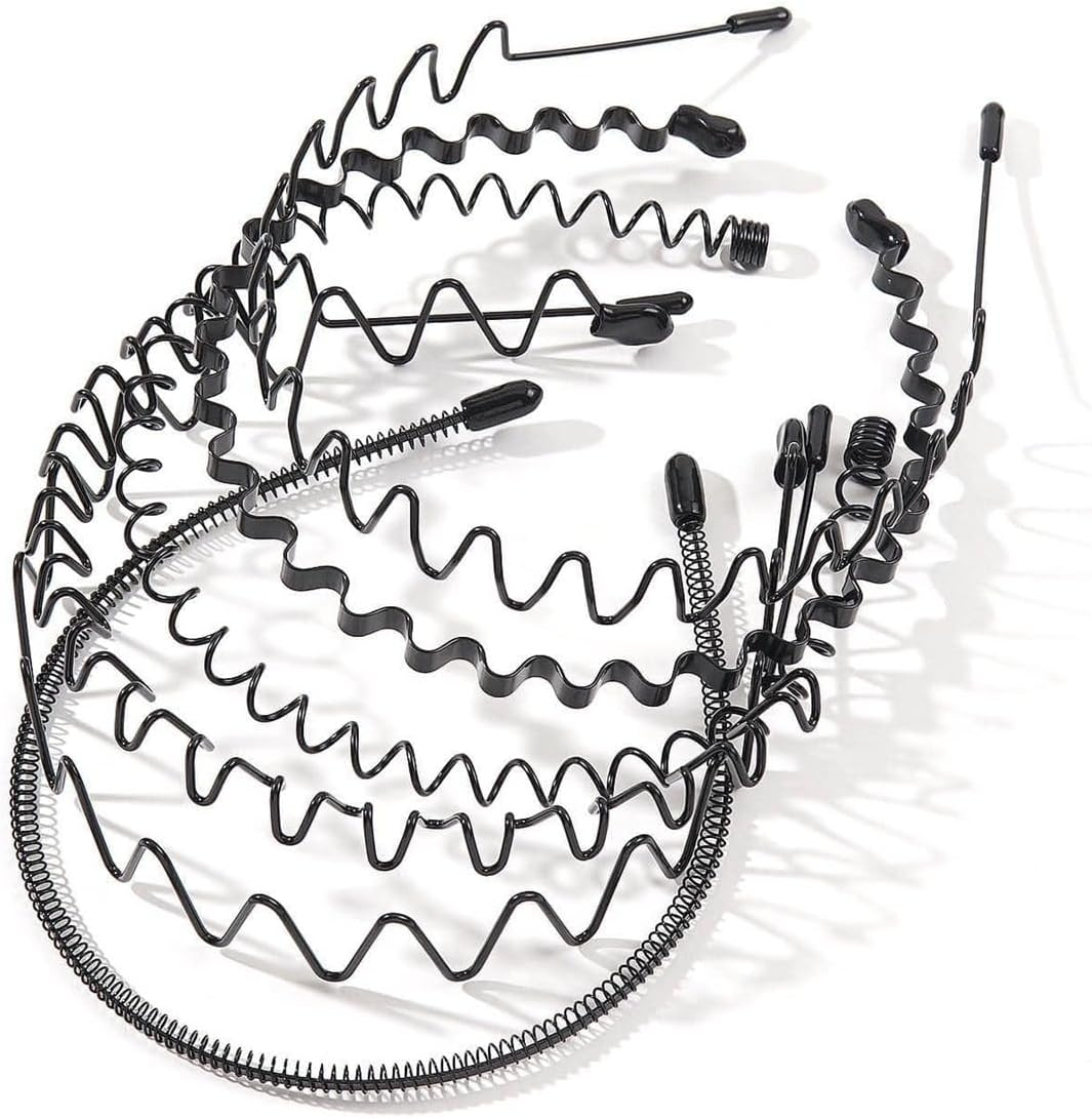Aoozleny 6Pcs Unisex Wavy Headband Metal Hair Hoop Ordinary Headwear Hair Accessories Spring Headband for Men Women'S Hair image number 3