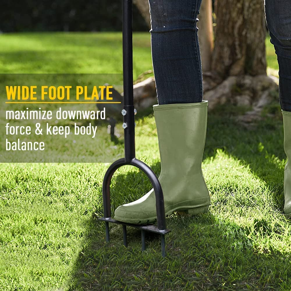 Colwelt Spike Lawn Aerator, Manual Aerator for Compacted Soils and Lawns, Non-Slip T-Handle Spike Aeration with Four 3.5-Inch Solid Steel Spikes, 38-Inch image number 2