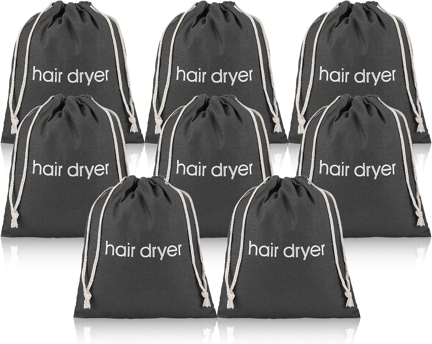 ERKXD Pack of 8 Hair Dryer Bags Drawstring Bag Container Hair Dryer Bag for Travel Bathroom Grey image number 1