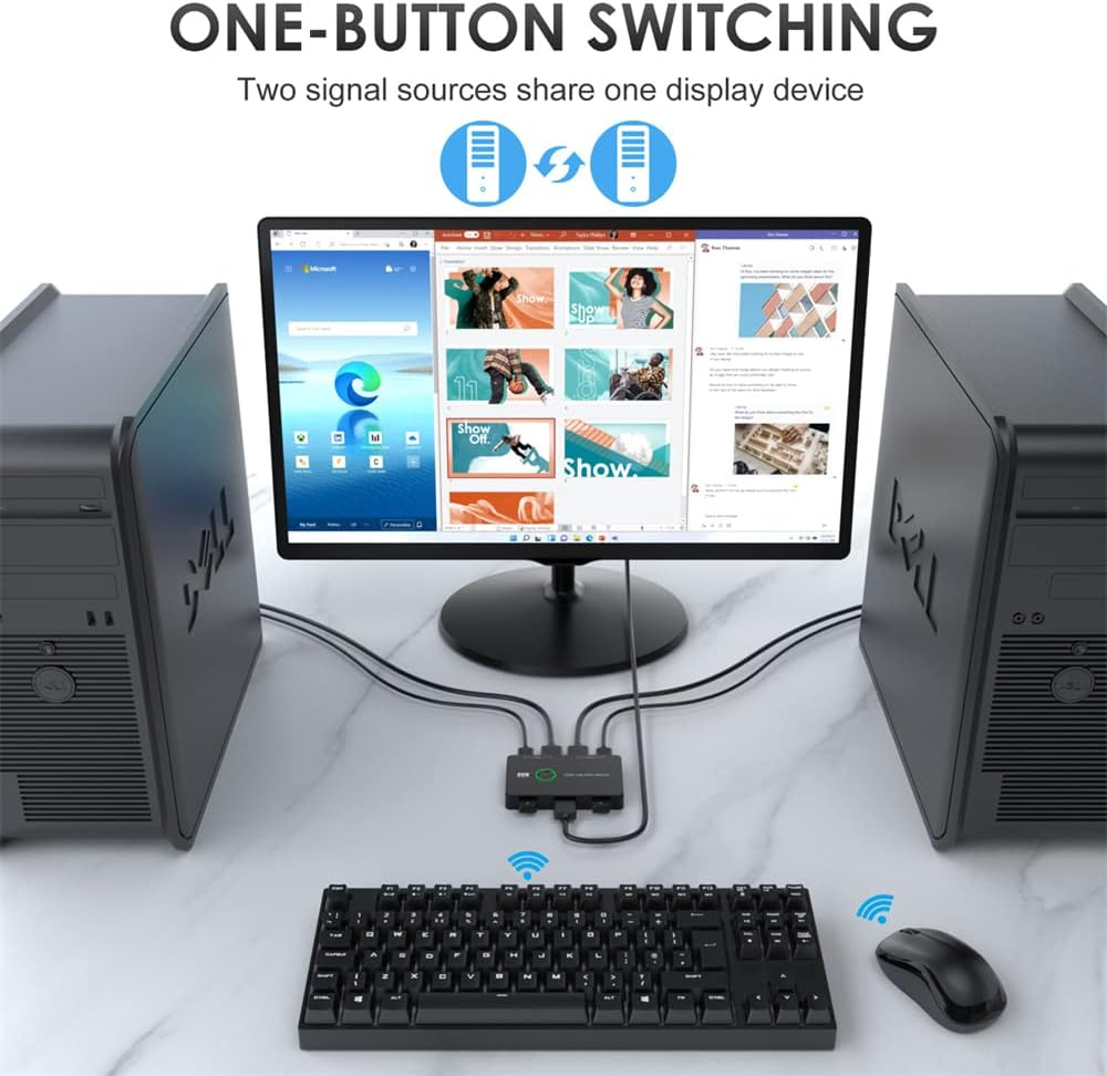 Cablecc KVM USB 2.0 & HDMI 4K Switch Selector Dual Pcs Sharing Monitor HDTV USB Port Keyboard Mouse Scanner Printer image number 5