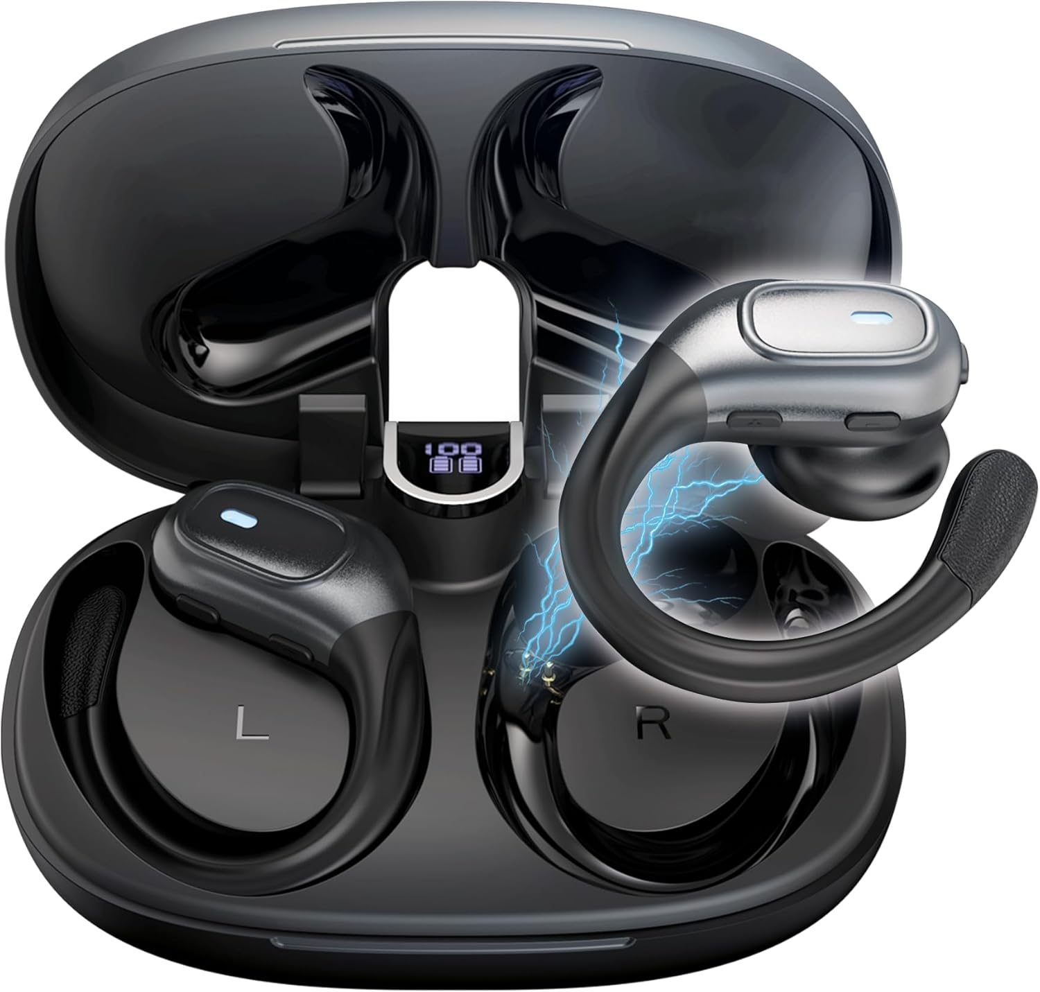 PORTENTUM Bluetooth Sports Headphones - LED Indicator - DNS Noise Reduction - 50H Battery - Bluetooth 5.4 - Waterproof In-Ear with Integrated Controls - Hifi Bass - Comfortable Fit - USB-C image number 6