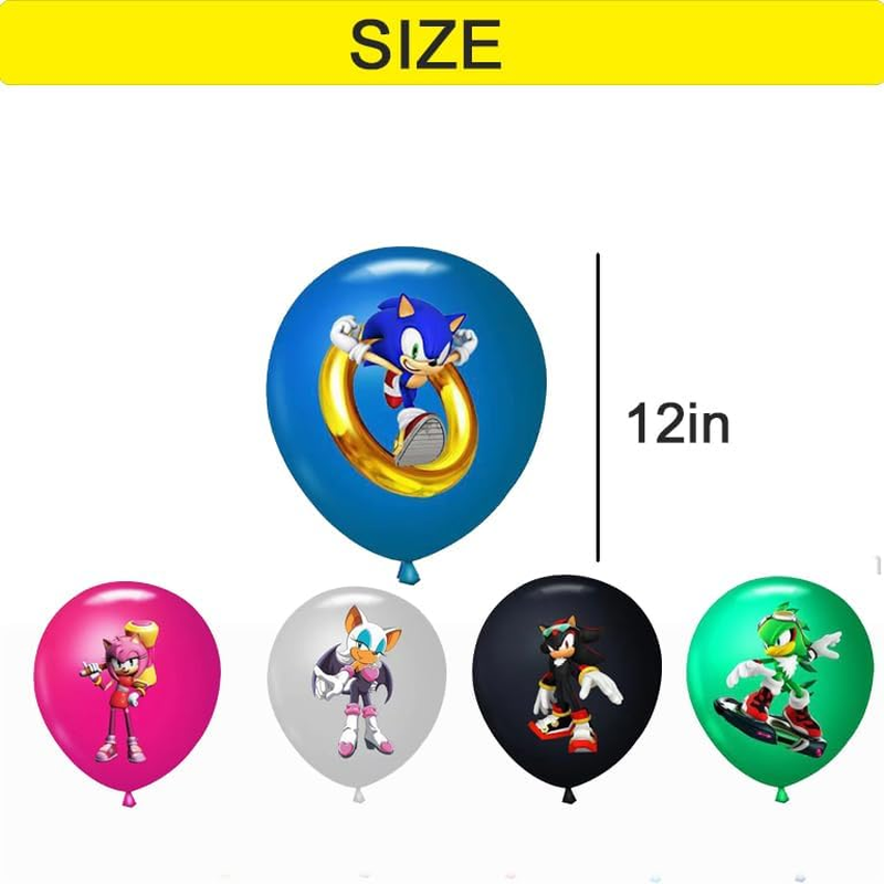 18Pcs Sonic Balloons Sonic Birthday Party Decorations Sonic Latex Party Balloons for Kids Boys Girls Birthday Party Decoration image number 1