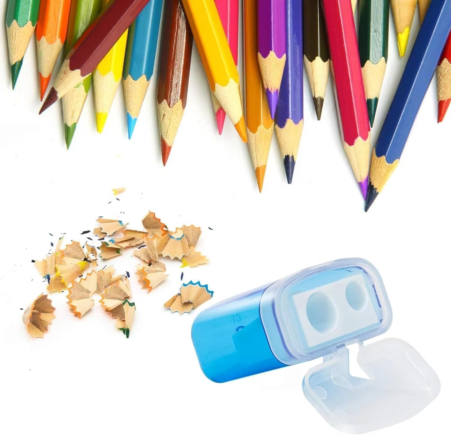 TOOGABBIE 8 Pcs Pencil Sharpeners,Pencil Sharpeners Manual,Dual Holes Compact Colored Handheld Pencil Sharpener for Kids with Lid Adults Students School Class Home Office (Covered) image number 2