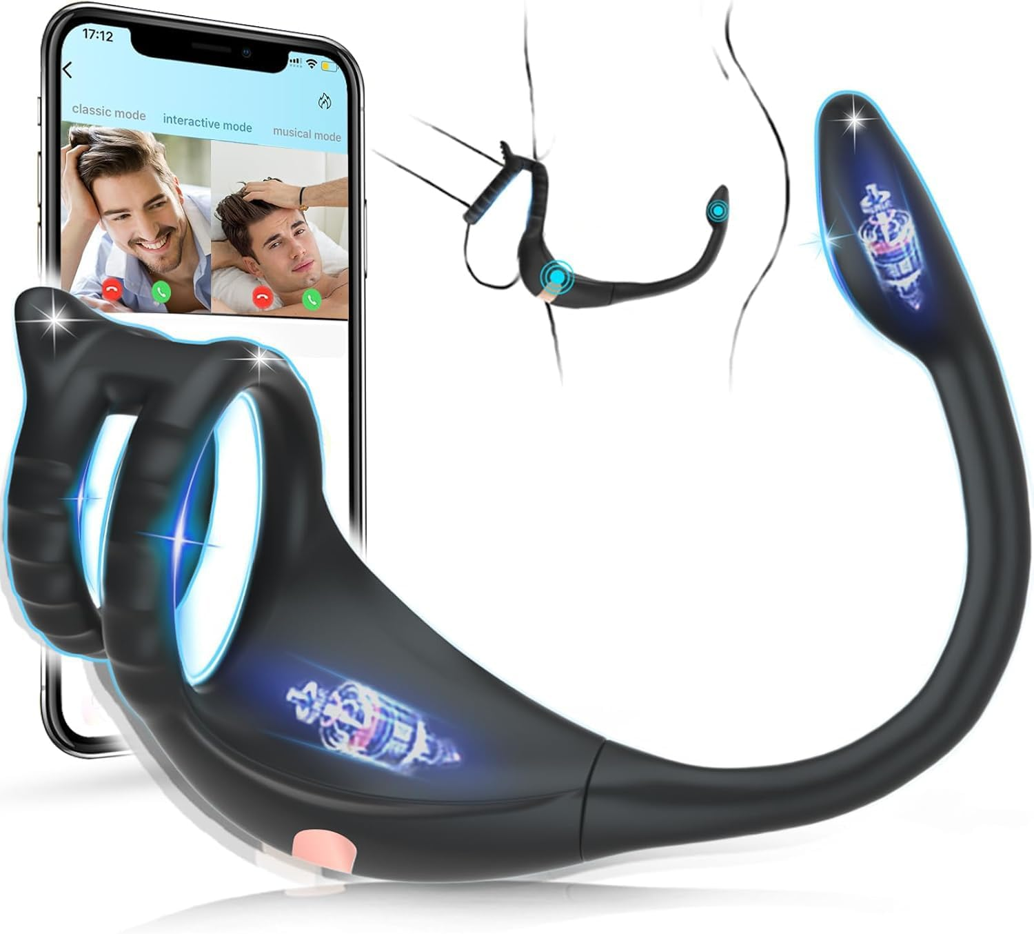 LONZYON APP Controlled Vibrating Cock Ring with Mini Bullet - Remote Control Prostate Sex Toy and Anal Plug for Men(App and Remote) image number 5