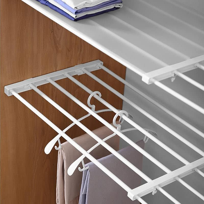 AIMALL Adjustable Rack Hanger Rod Shelf Closet Kitchen Organiser Separator - White Plastic, Space-Saving Design, Ideal for Shoes & Accessories image number 5
