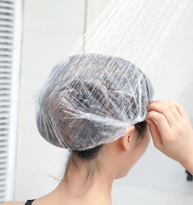 Large Waterproof Shower Caps &ndash; Elastic Disposable Hair Covers for Bath, Spa & Travel, Multi-Purpose Protective Caps for Home, Salon, Hotel(100-Pack) image number 1