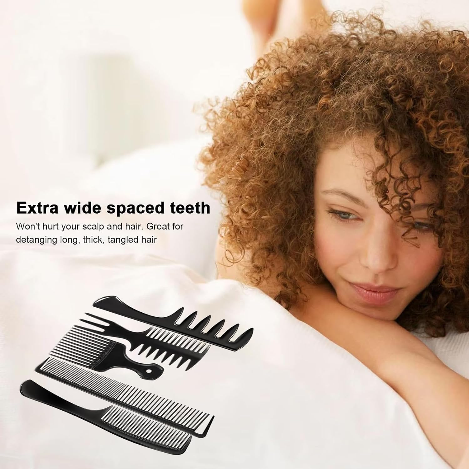 Xanthelle Comb Set, 5-Piece Curling Comb Set in Black for Men & Women, Styling Comb for Natural Curls, Beard, Haircut & Hairdressing Application image number 1