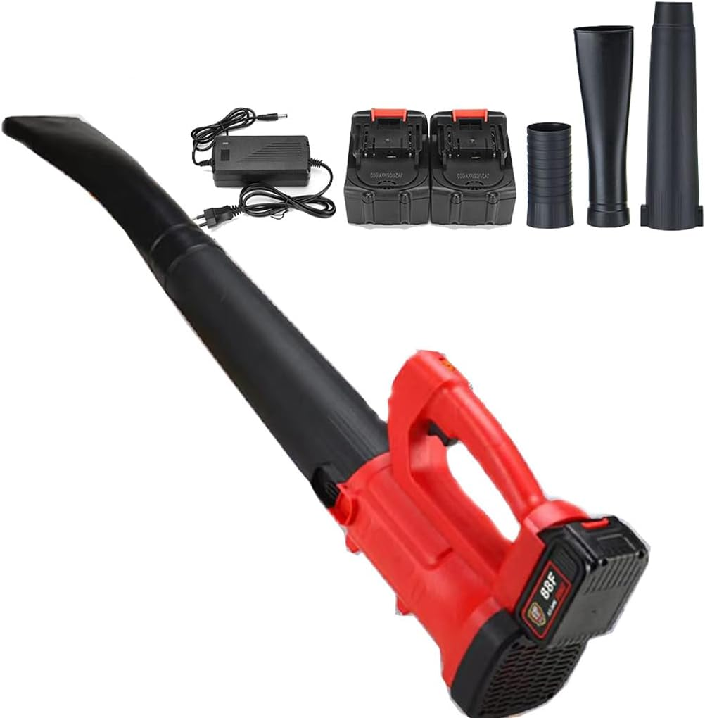 PORIYA 2800W 21V Cordless Leaf Blower, with 6-Speed Selection, Handheld Garden Cleaner Tool for Lawn Care, Outdoor Garden (Two Batteries)