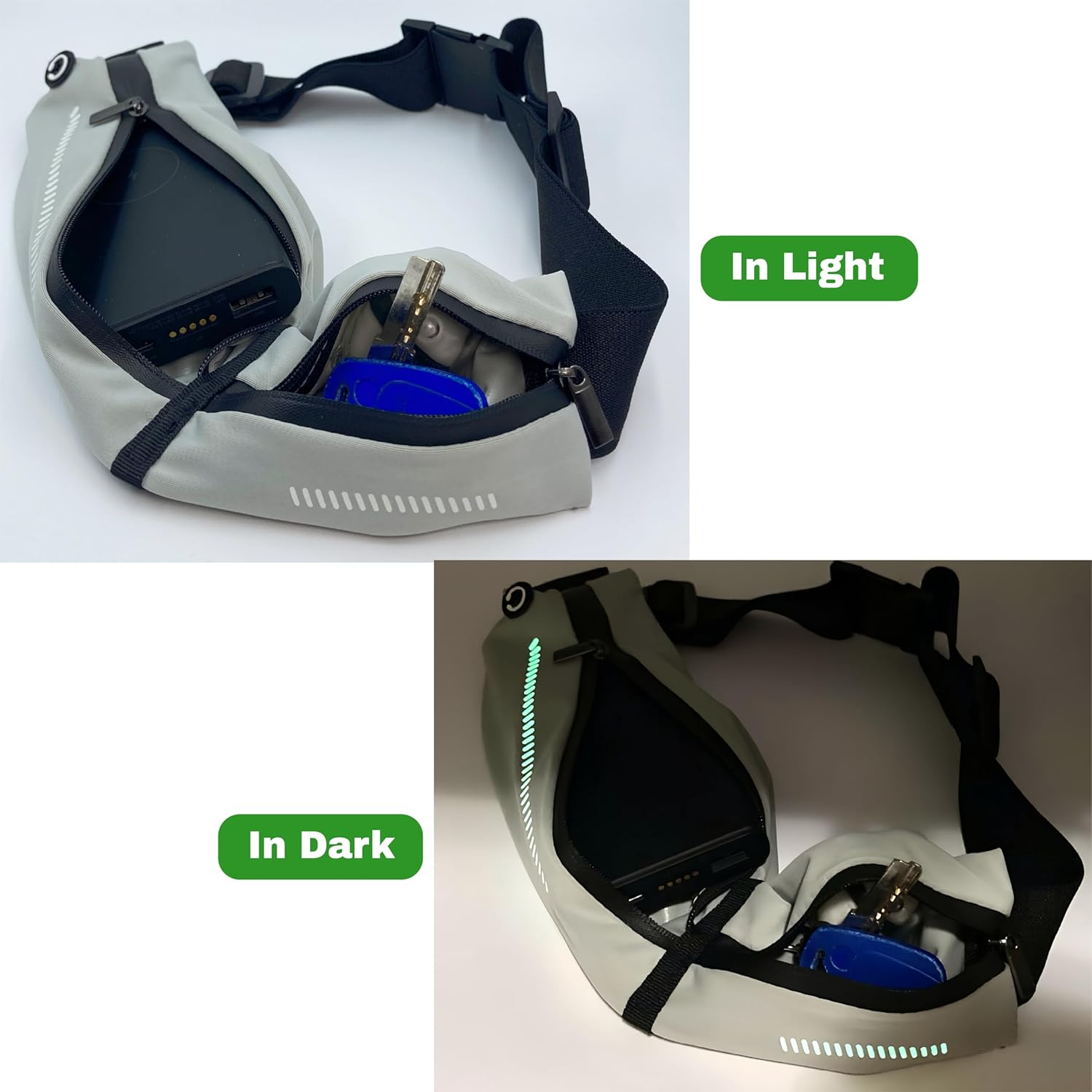 EVEREPIC Waterproof Running Bumbag with Zippers&Stretch Waistband-360&deg; Reflective Strips Unisex Sport Belt Bag for Jogging, Gym-Secure Phone Holder Running Accessories (Men/Women) (Rose Red) image number 1