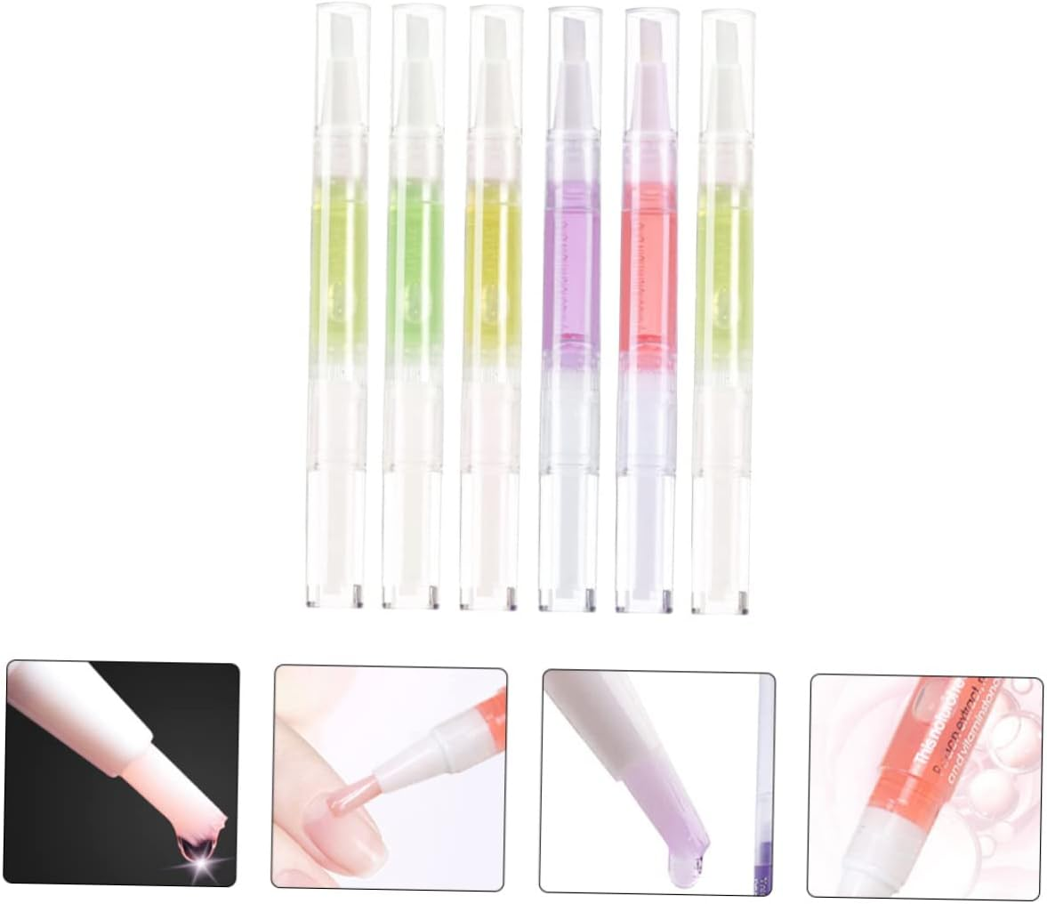 FOYTOKI 6Pcs Nail Growth Serum Pen Organic Nail Serum Cuticle Oil Pen for Gentle Care