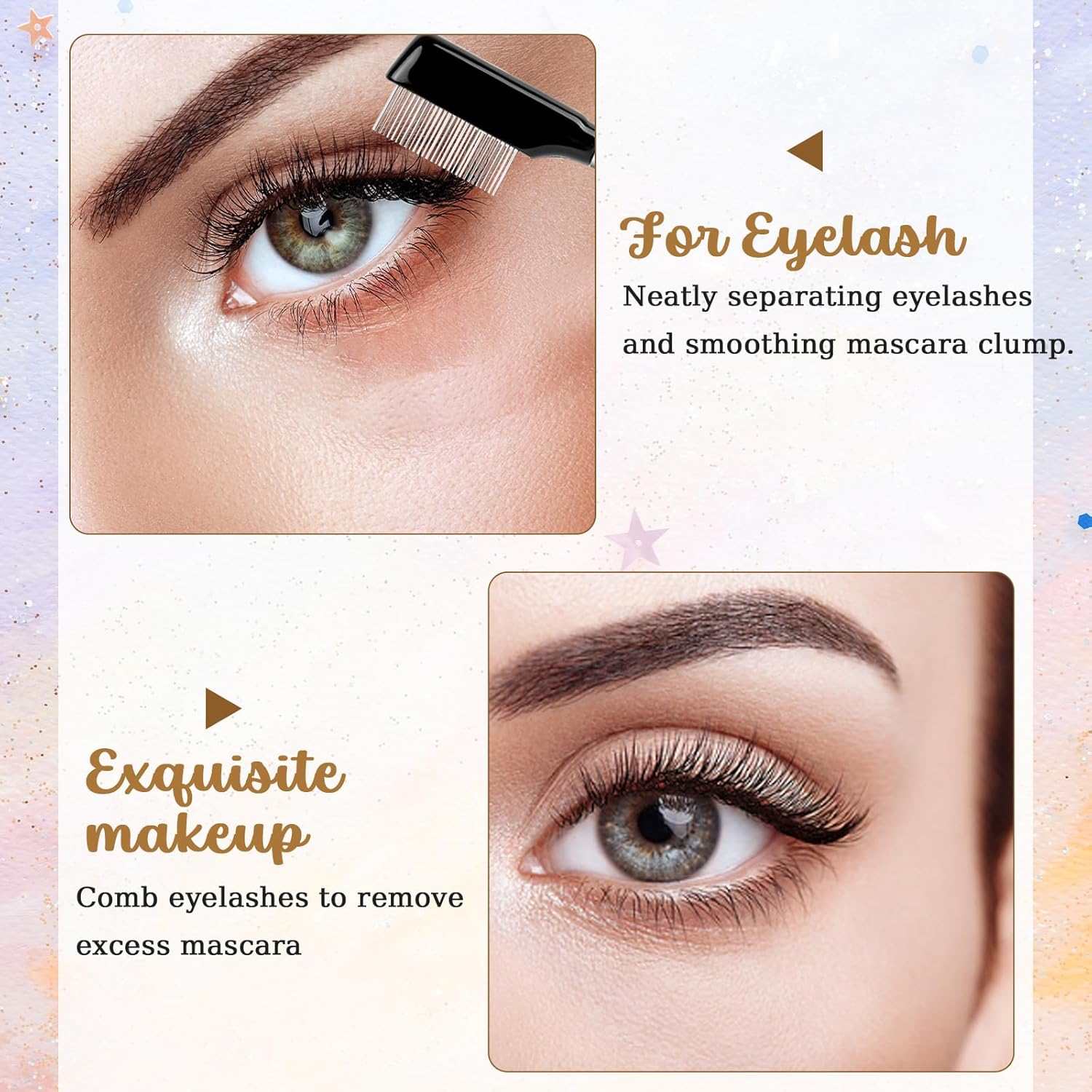 Metal Lash Comb, Eyelash Separator Brush Tool Stainless Steel Mascara Comb Eyebrow Grooming Brushes Eyelash Makeup Applicator Brush Tool for Women Girls image number 4