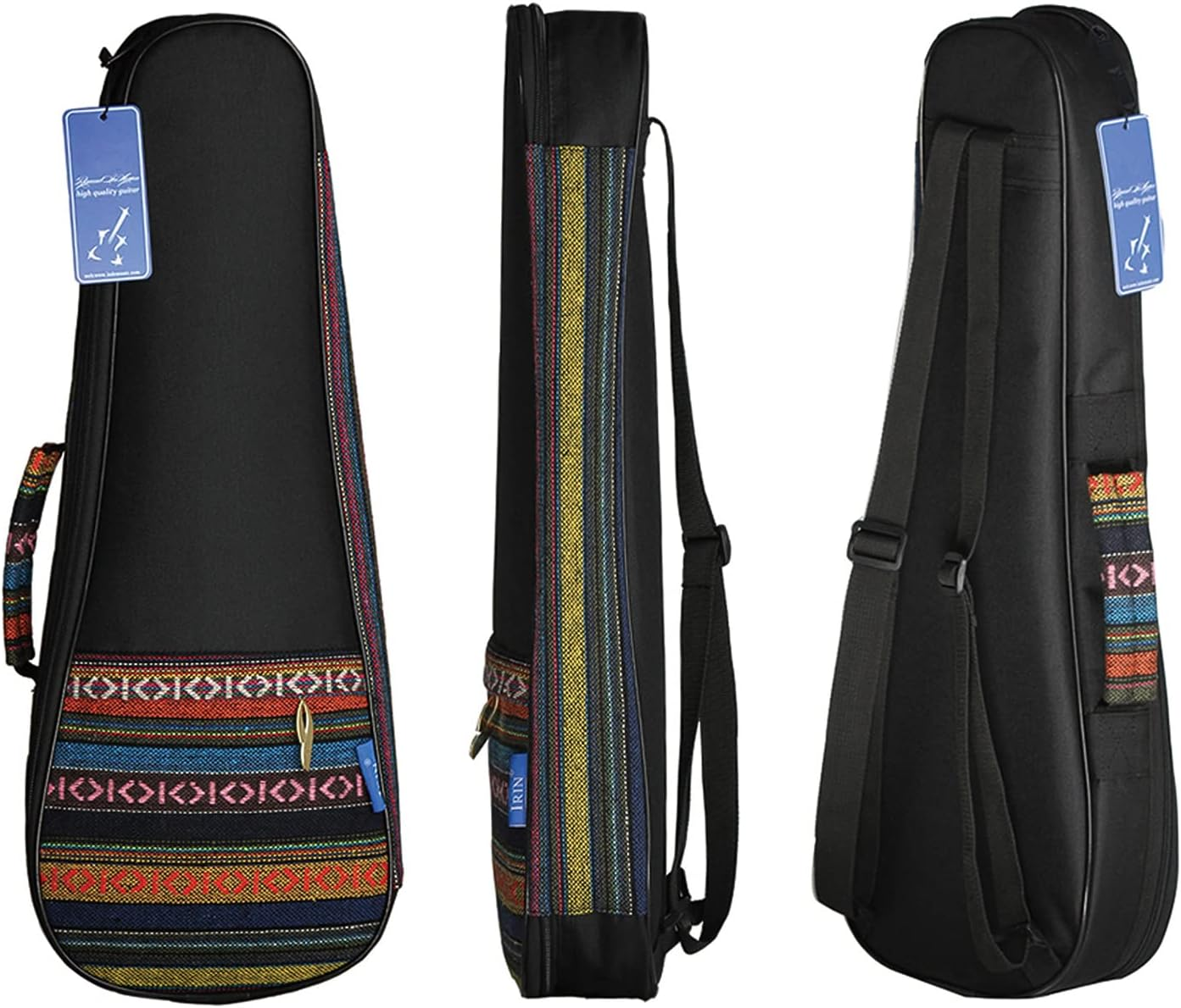 RAYWE Colorful 21" Soprano Ukelele Ukulele Uke Bag Backpack Case Ethnic National Style Durable Cotton Thicken Padding with Adjustable Shoulder Strap image number 1
