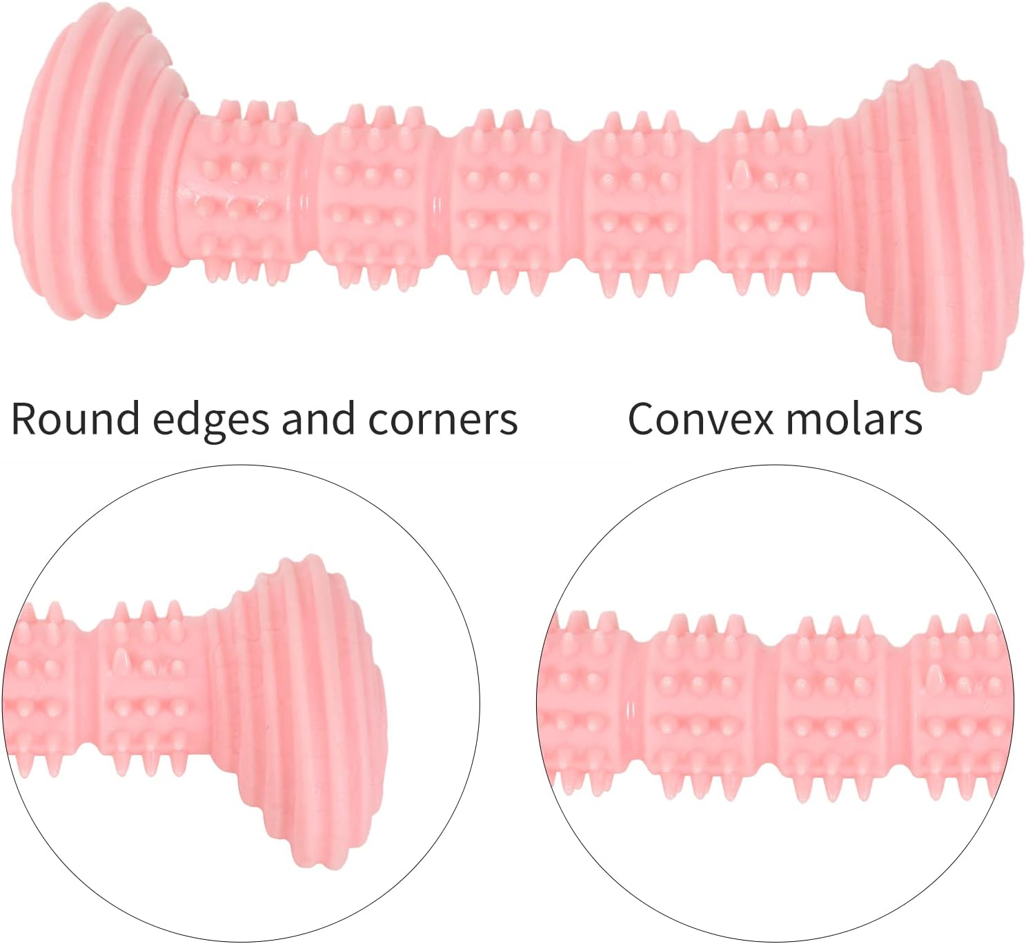 Pack of 2 Dog Chew Toy, 13 Cm Hard Rubber Chew Toy with Convex Design for Small and Medium Dogs, Teeth Cleaning and Gums, Dog Toothbrush, Dog Accessories for Dogs (Blue + Pink) image number 2