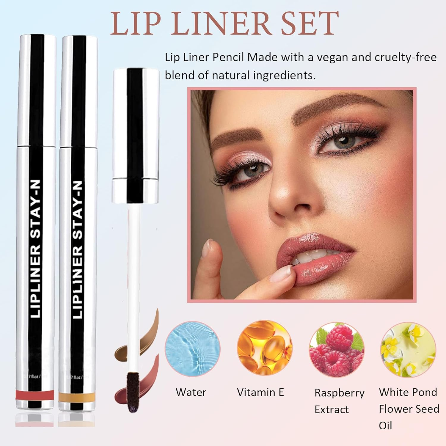Aaiffey Lip Liner Stain Peel Off,Long Lasting Lip Stain Peel off Waterproof Lip Tint Stain Non-Stick Cup Natural Lip Makeup (01#Nude+03#Rose) - 01+03 image number 5