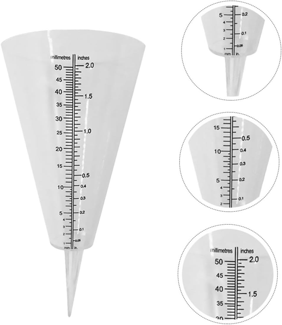 NOLITOY 2Pcs Transparent Lawn Rain Gauge with Spike Outdoor Rainfall for Accurate Measurement Plastic Rain Gauge for Garden Lawn Backyard Use image number 3