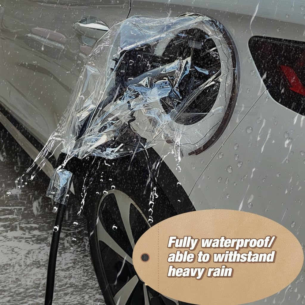 EV Charger Cover, Electric Vehicle Charger Protective Covers &ndash; PVC Plug Shield & Insulated Cable Sleeve for Dust, Heat, and Weather Resistance (Transparent) AUPOINT - Silver image number 7