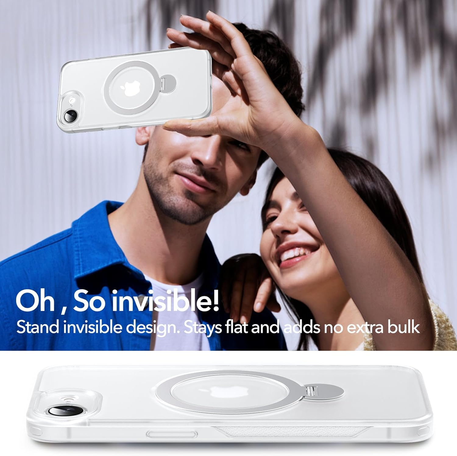 Anqrp Case for Iphone 16E with 360&deg; Magnetic Adjustable Stand, Compatible with Mag, Non-Slip Mobile Phone Case for Iphone 16E, Military Grade Robust Protective Case, White Mist image number 3