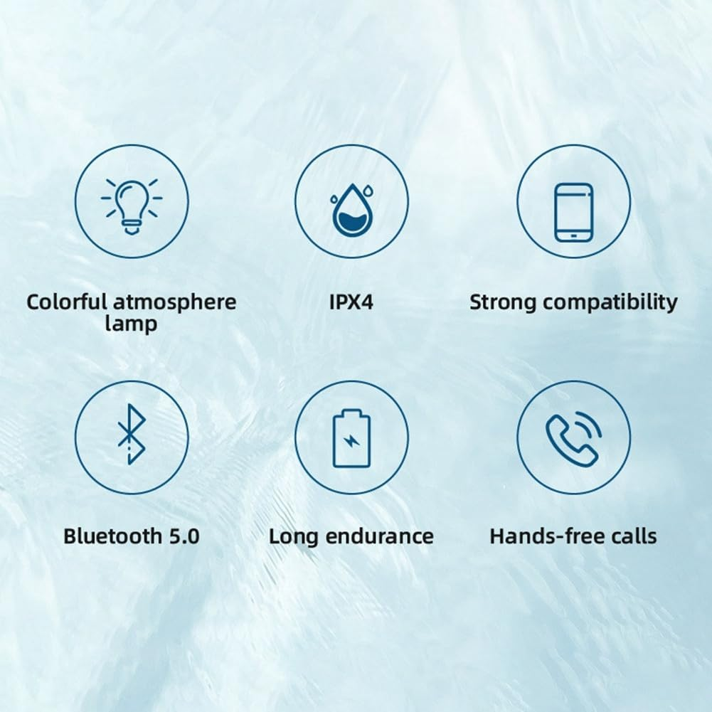 Tuperoymse 1Set Mini Bluetooth Speaker Bathroom Audio Wireless Shower Speakers RGB Light Bluetooth Suction Cup Speaker Waterproof, Black, 00344946A1