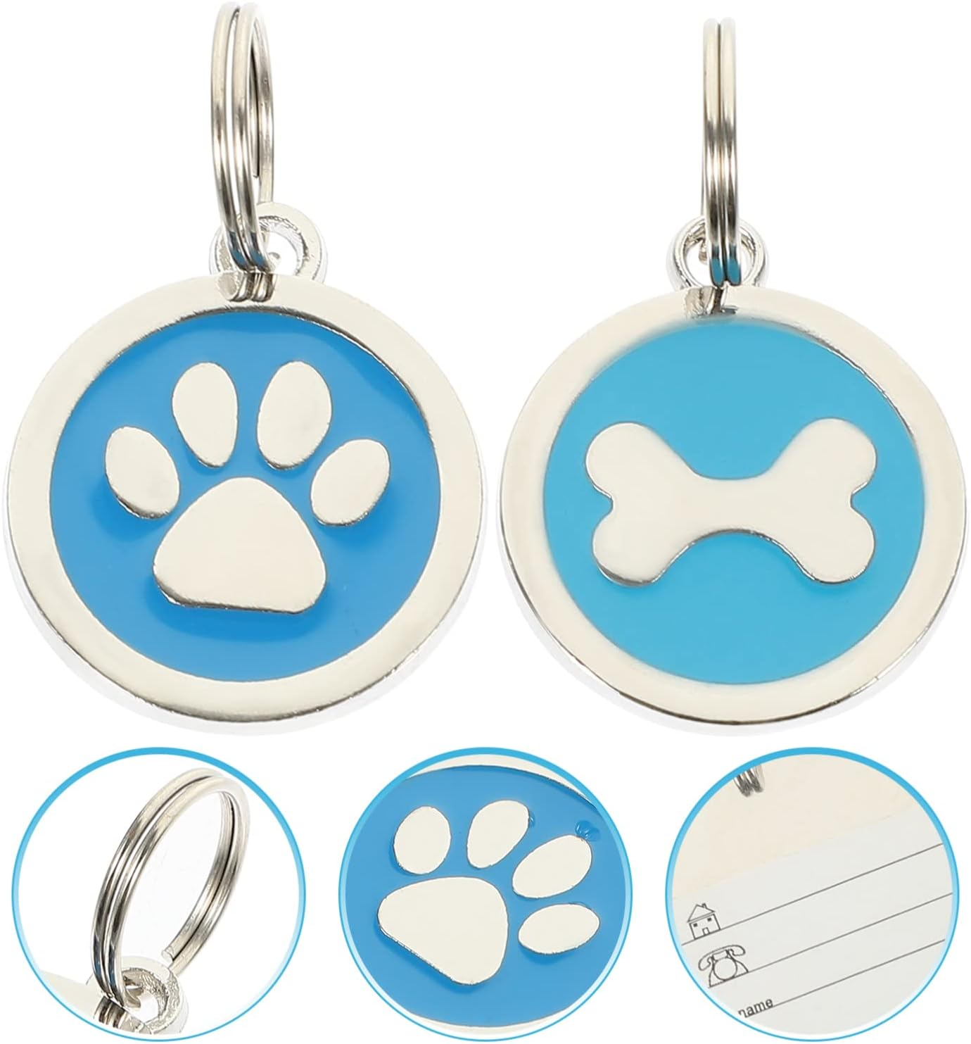 Mipcase Custom Labels round Labels Pet ID Tag 2Pcs: Dog Name Tag Engraved Dog Cat ID Tag Anti-Lost Tag Custom Tag Decorative Identity Collar Tag Tags Label image number 2
