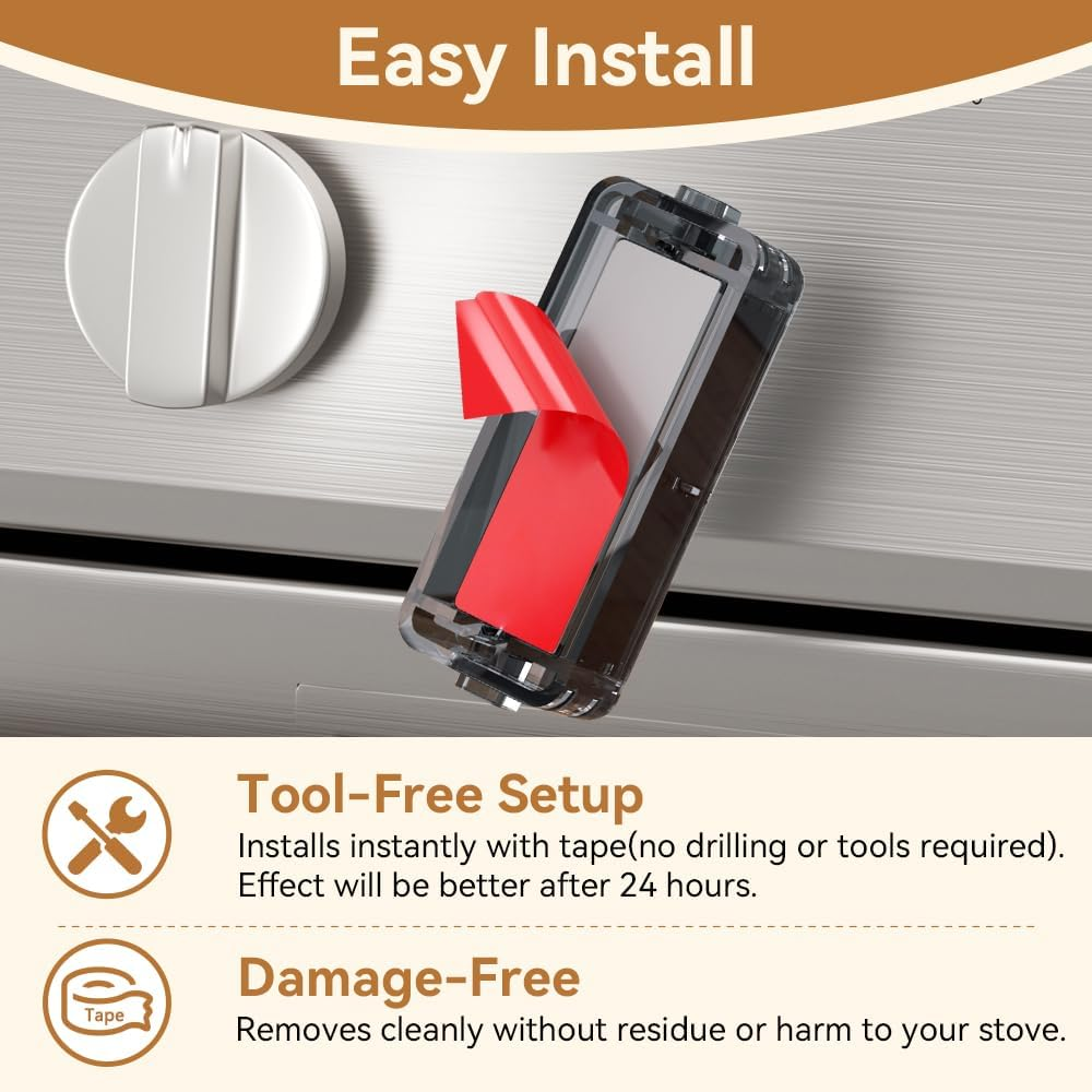 EUDEMON 5 Pack Baby Safety Gas Stove Knob Locks,Childproof Lock for Big,Small Knobs,Eay to Install & Use (Black)