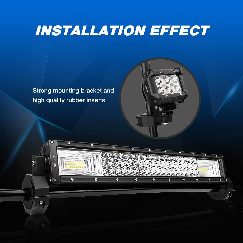 Nilight 90023B 2-Pack (Standard) Mounting Bracket Kit LED Off-Road Light Vertical Bar Tube Clamp Roof Roll Cage Holder,Black image number 4