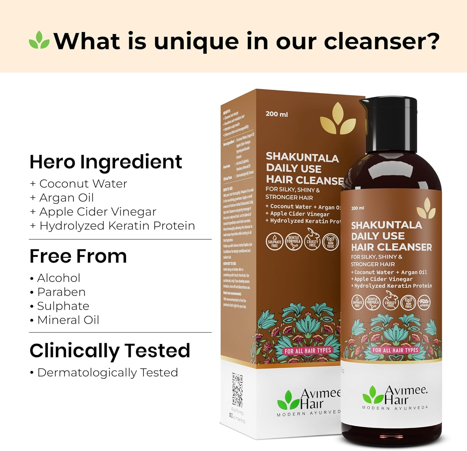 AVIMEE HERBAL Shakuntala Daily Use Hair Cleanser for Silky Hair for Unisex 200 Ml image number 4