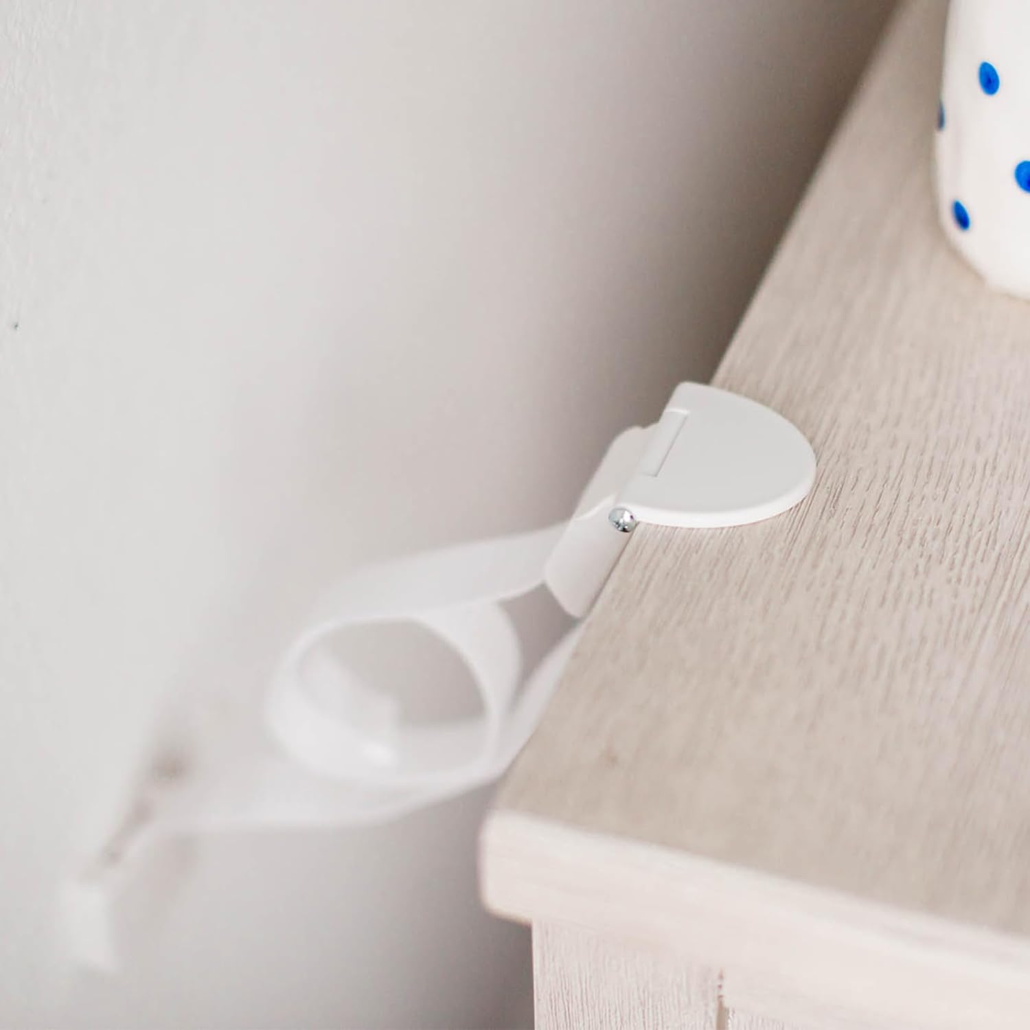 Qdos Zero-Screw Furniture Anti-Tip Kit | White | Patent Pending Securehooks Anchor Holds up to 200 Lbs in Drywall!- Easy Installation, No Screws, No Tools-Adhesive to Furniture Option! 1 Kit=2 Straps image number 2