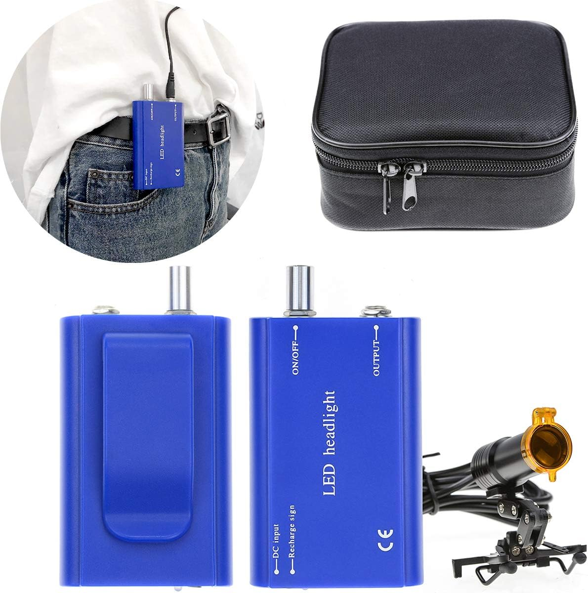 5W Protable LED Blue Plastic Headlight Lamp for Binocular Loupe Metal Belt Clip on Headlamp image number 6