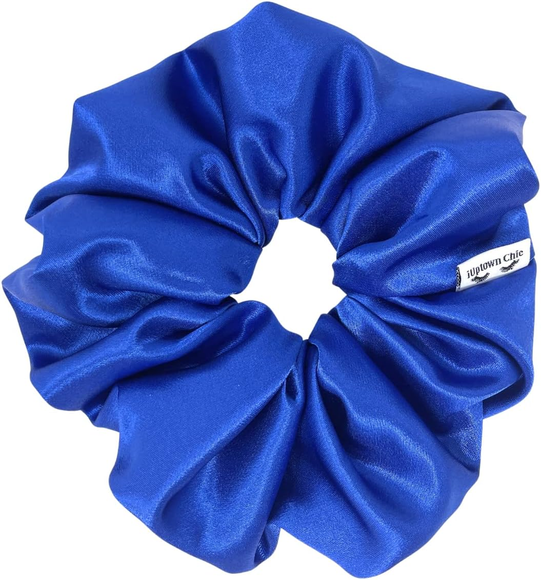 Jumbo Oversized XL Satin Scrunchies for Women Girls, Frizz Prevention, Sleep Hair Holder, Large Elastic Ties Band for Ponytail Bun, Hair Ties for Breakage Prevention (Red)
