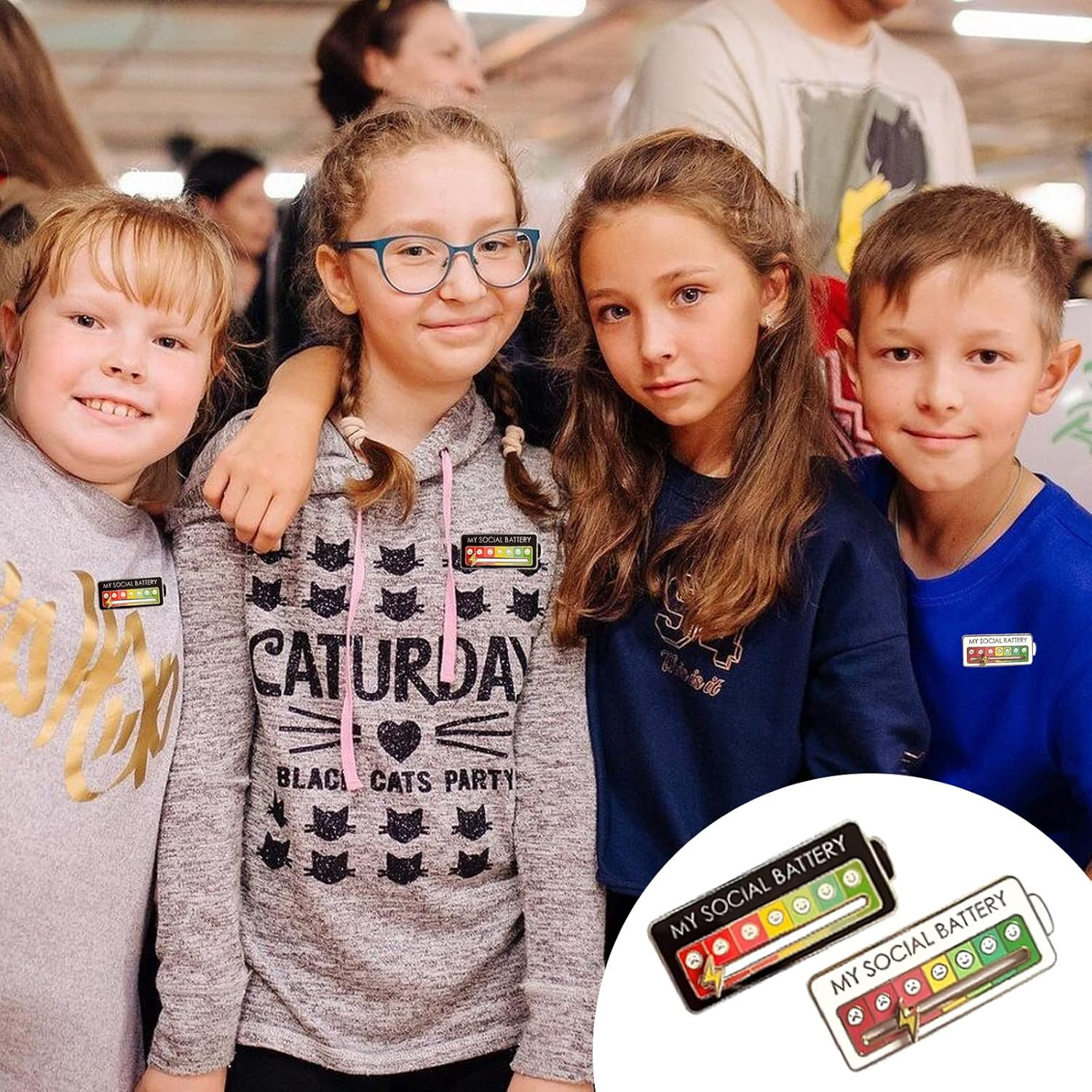 2PCS MY SOCIAL BATTERY, Pin Funny Mood Brooch Pin for 7 Days, Cute Creative Expression Pin Brooch Men Women Gift, Metal image number 6