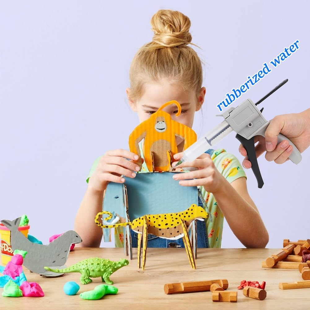 Lwuey Epoxy Glue Gun, 30Ml Dispenser Gun Manual Impression Mixing Dispensing Adhesive Single Liquid Tube Handle Tool for Pressing Squeezing DIY Crafts Quick Repairs Extruder Home School Project