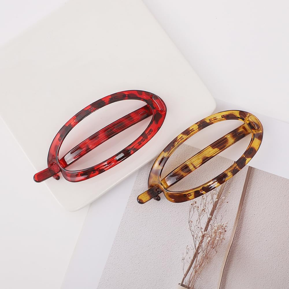 Plain Oval Metal Free Hair Barrette Clips Women Hair Accessories (Red, One Size) image number 5