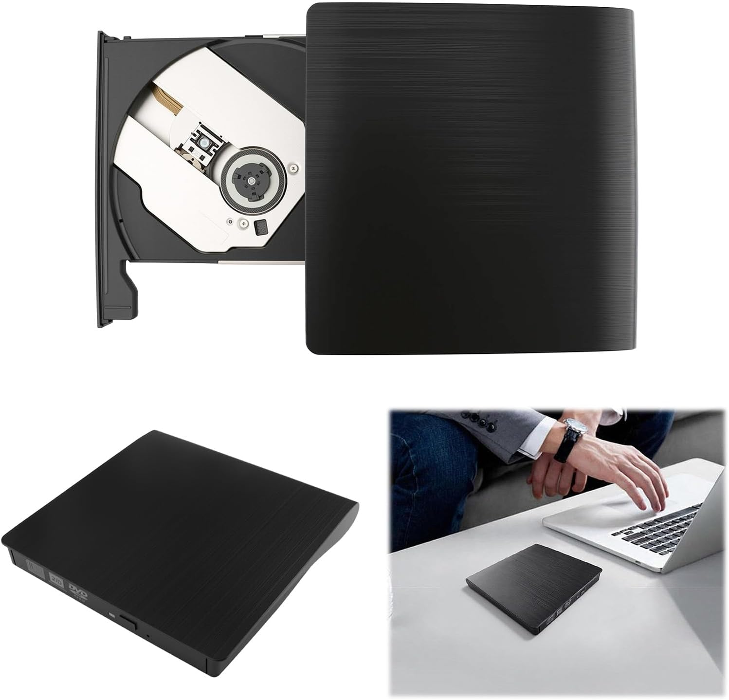 External CD DVD Drive, CD Burner, USB 3.0 Portable External Writer Reader for Laptop Desktop Windows Linux, High Speed Data Transfer Slim Lightweight Optical Disc Drive Reading & Burning image number 1