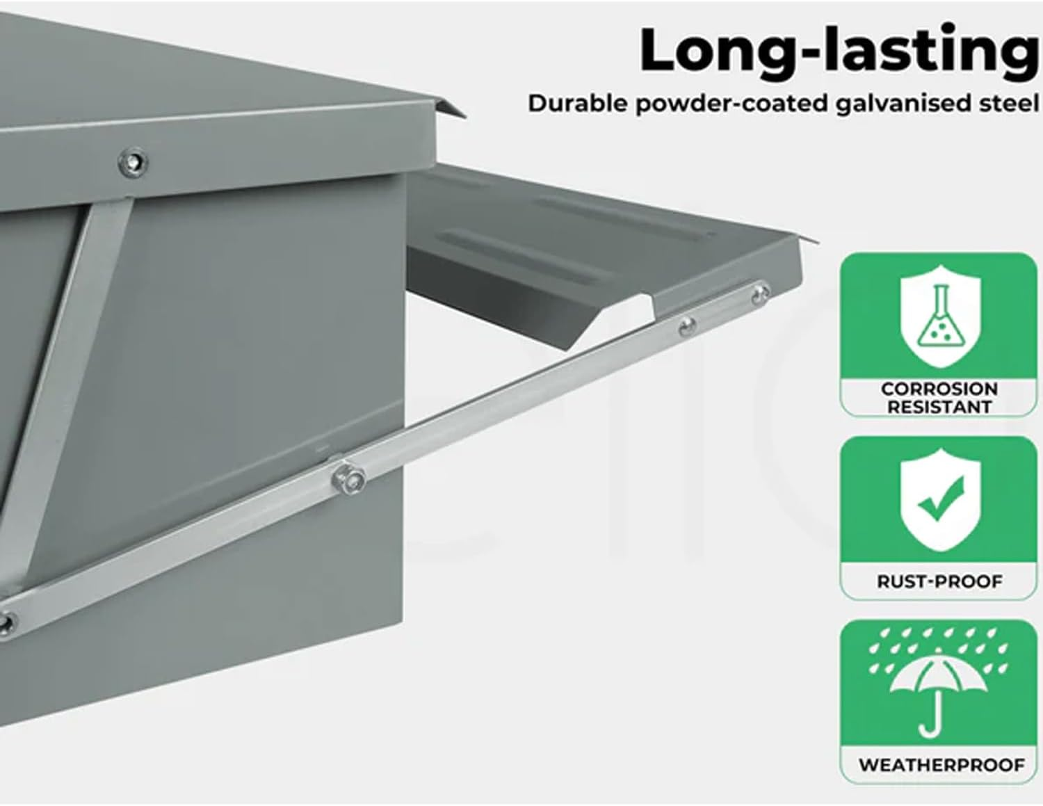 EZONEDEAL Automatic Chicken Food Feeder 8.2L Treadle Galvanized Steel Poultry Feeders Automatic Food Dispenser with Lid, Suitable for Chicken, Bantams, Poultry, Pheasants, Turkey, Chicken Feeder Port image number 5