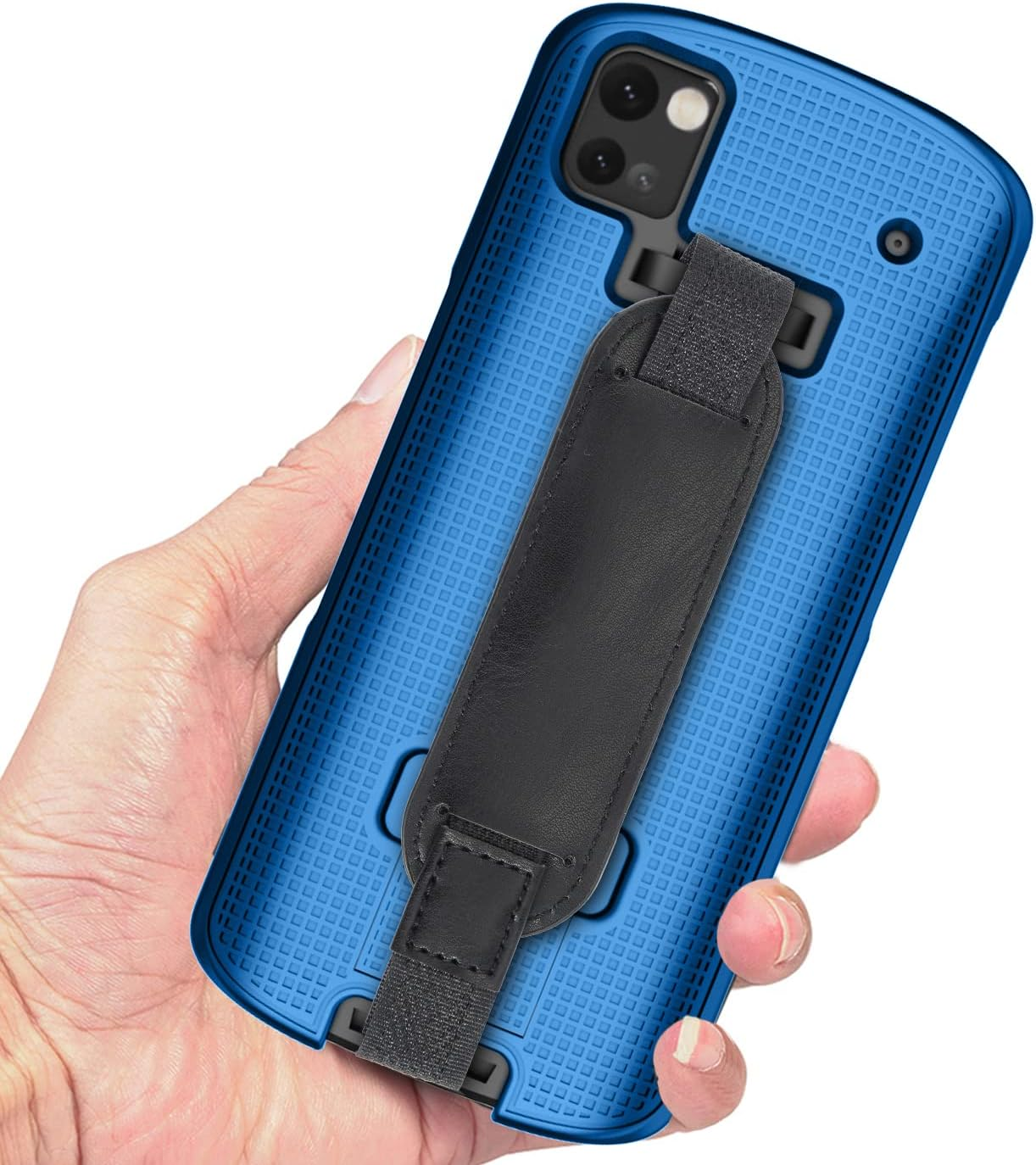 Nakedcellphone Case + Hand Strap Combo for Zebra TC53 TC58 Mobile Computer Scanner, Textured Slim Hard Shell Protector Cover with Kickstand - Cobalt Blue image number 2