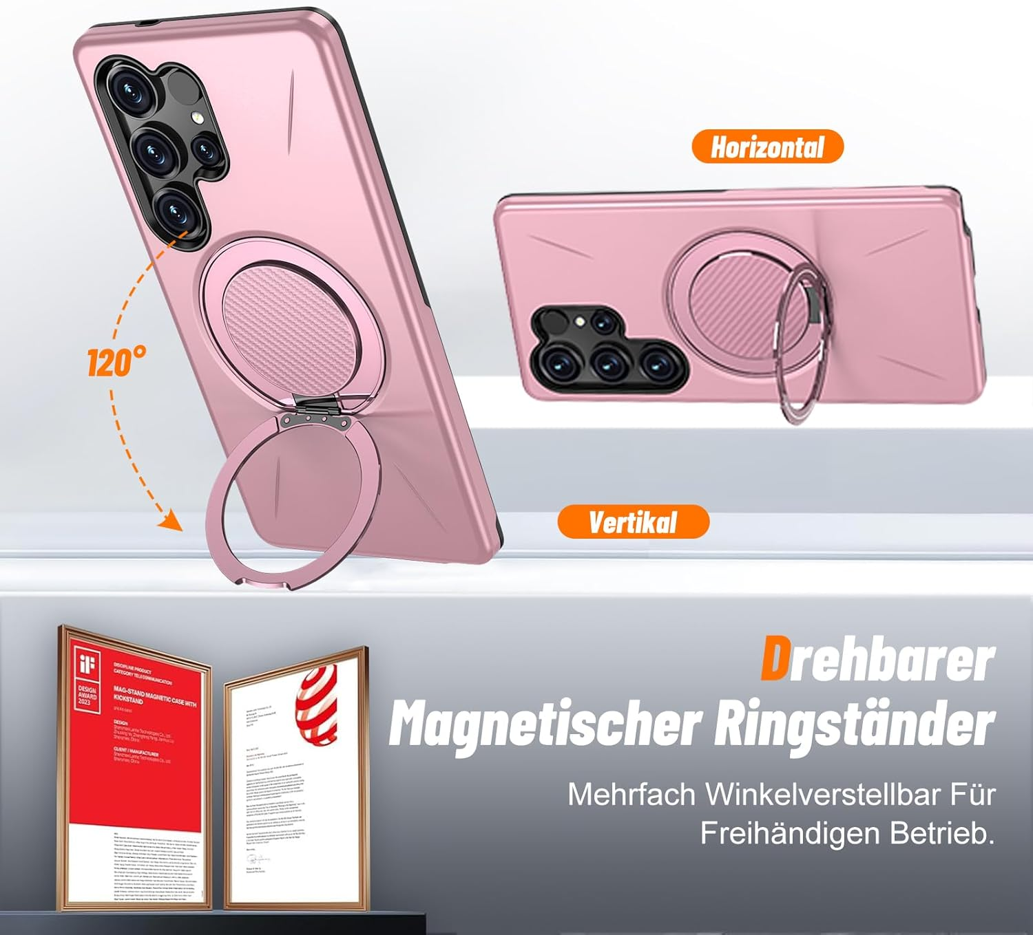 Vanki Case for Samsung Galaxy S25 Ultra Compatible with Mag-Safe Samsung S25 Ultra Mobile Phone Case Magnetic with 360 Degree Ring Stand S25U Protective Case Made of Flexible TPU and PC Double - Blue image number 6