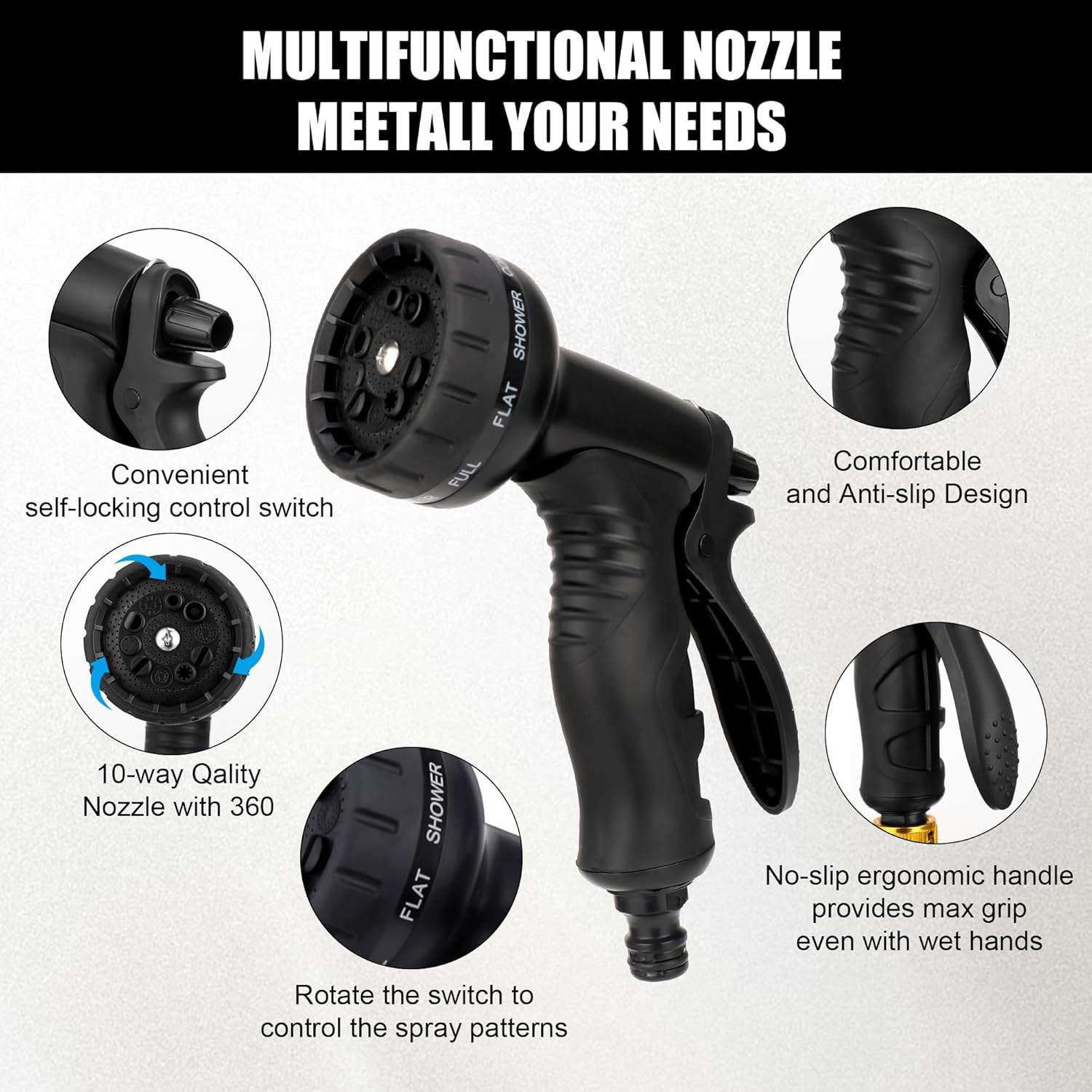 Expandable Garden Hose 75FT - Flexible Water Hose with 8-Mode Spray Gun, Solid Brass Connectors, Double Latex Core, Ideal for Car Wash & Garden image number 3