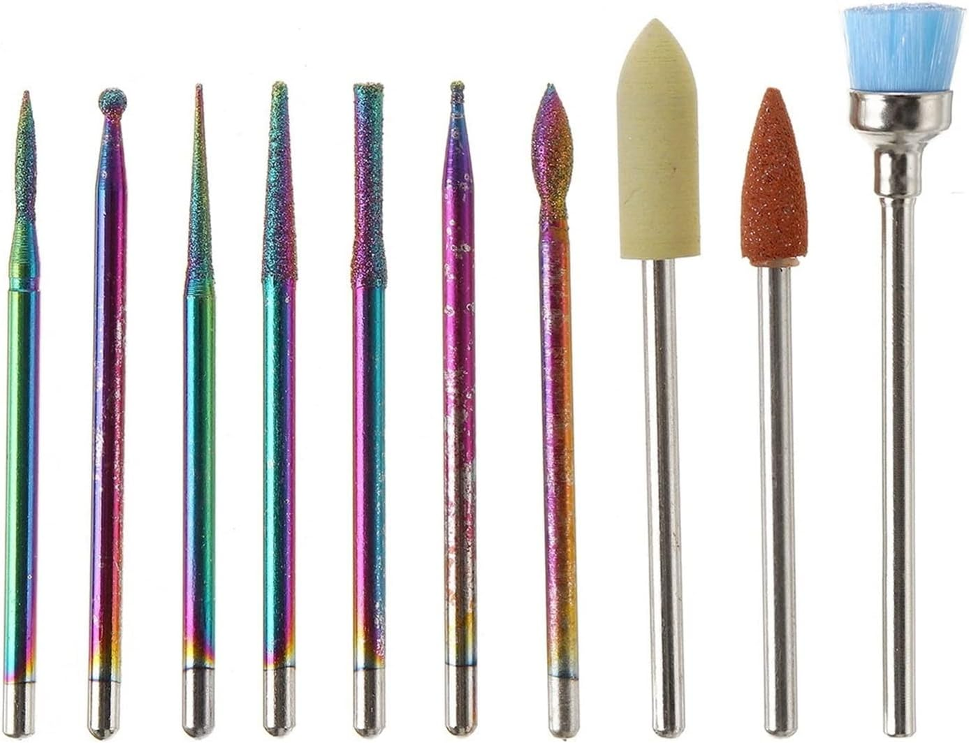 10Pcs Nail Art Color Tungsten Carbide Grinding Drill Bits Electric Nails Machine Bit Grinding Head Set - C for Grinding Polishing(A)