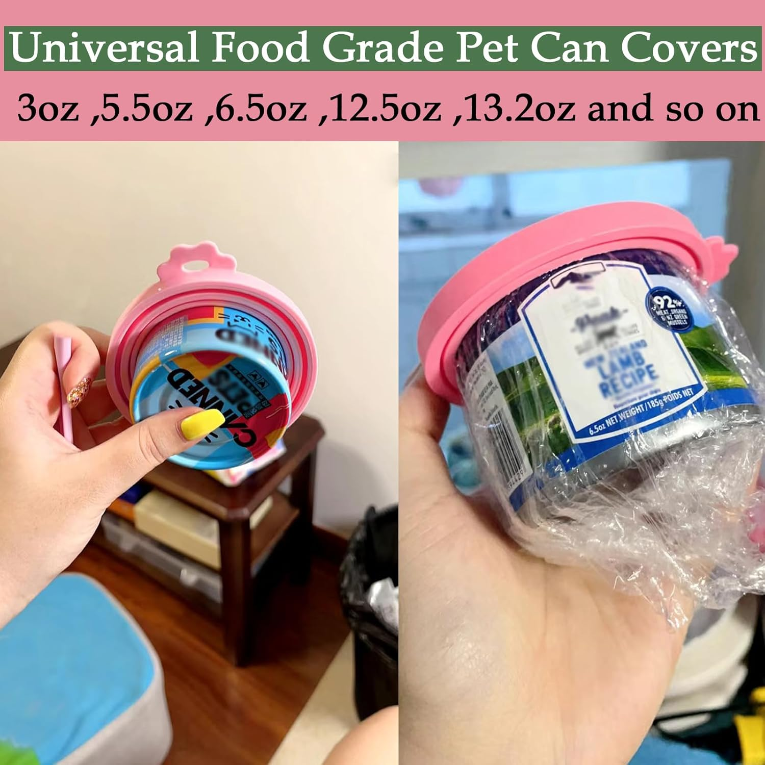 SJANE Cat Food Can Spoons & Can Lids | 4 Pcs | Colorful Multi-Function Cute Paw Shape Can Opener | Universal Silicone Pet Food Can Covers | Wet Food Spatula for Kittens and Dogs(Pink+Blue) image number 5