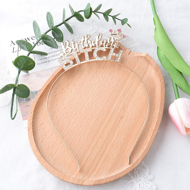 Funny Birthday Headbands Gifts for Best Friends Besties Birthday Bitch Crown Headband Bday Gifts for Girls Accessories image number 1