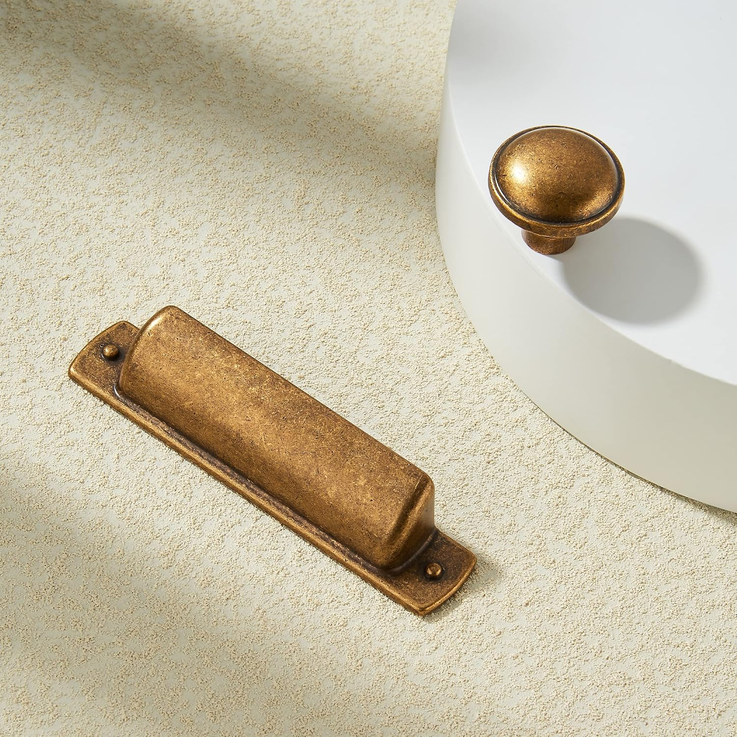 Khtumeware 10 Pack 3" Drawer Pulls Antique Brass Cabinet Cup Pulls Kitchen Hardware Cabinet Handles Drawer Handles Knobs 3 Inch Hole Center