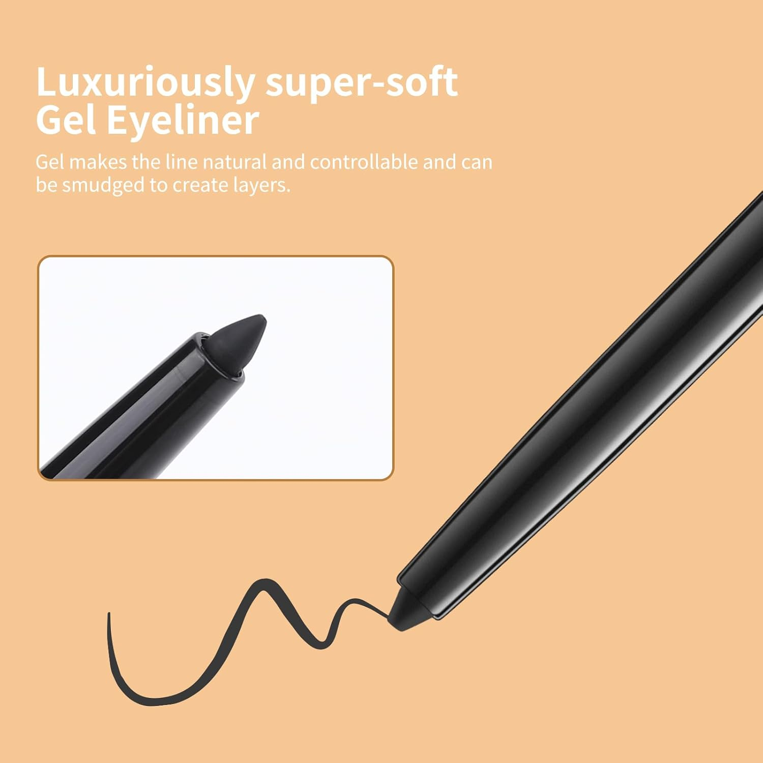 Docolor Eyeliner Gel Eye Liner Pen Ultra-Pigmented Waterproof Smudge-Proof Gel Eyeliner Pencil, Black