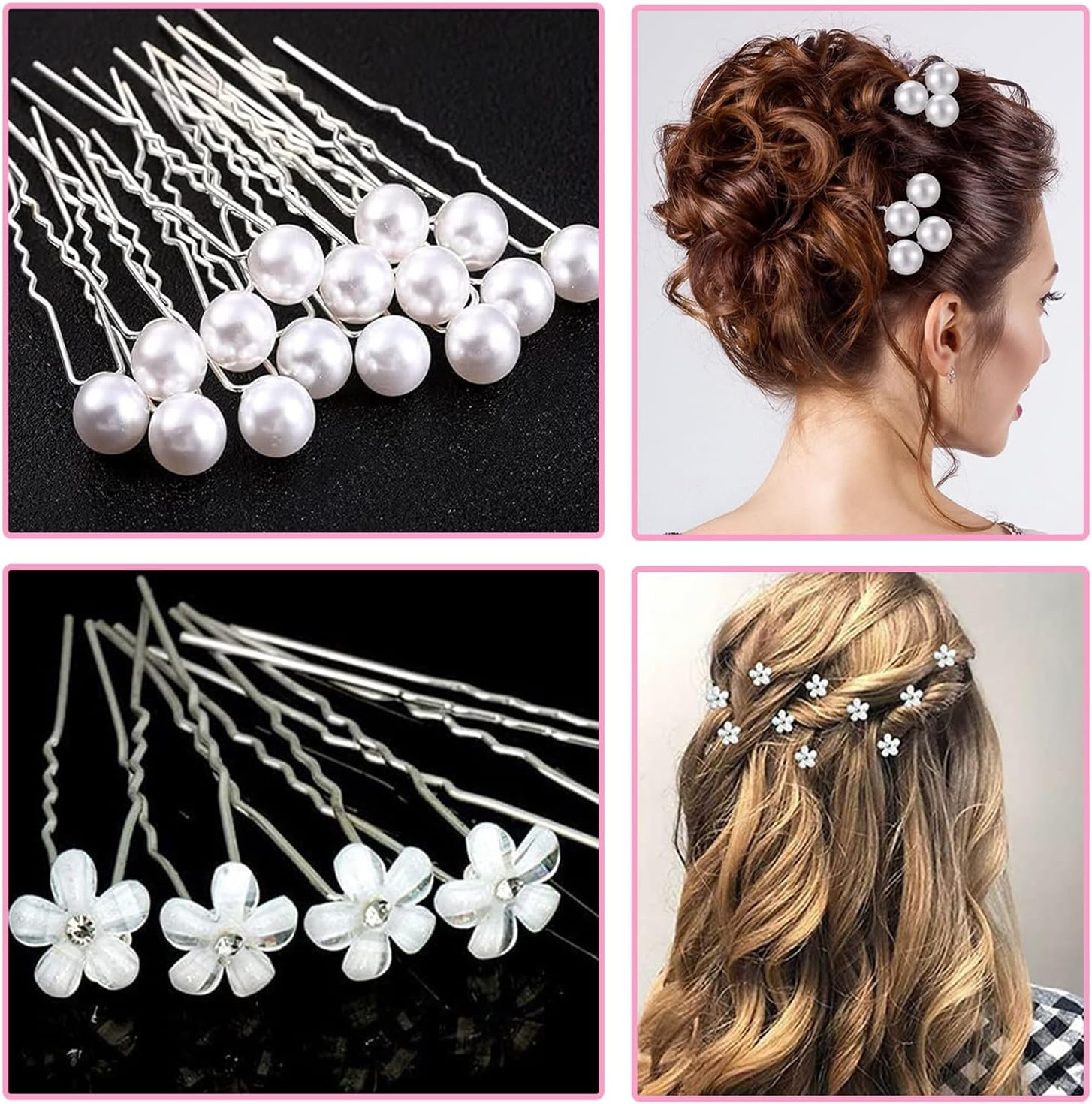 Pearl Hair Pins Set, Wedding Bridal U Shaped Flower Pins Hair Clips for Women Girls Brides, Bridesmaids, Girls Hair Style Prom Party, Jewelry Boho Vintage Hair Piece (20Pcs White) image number 3