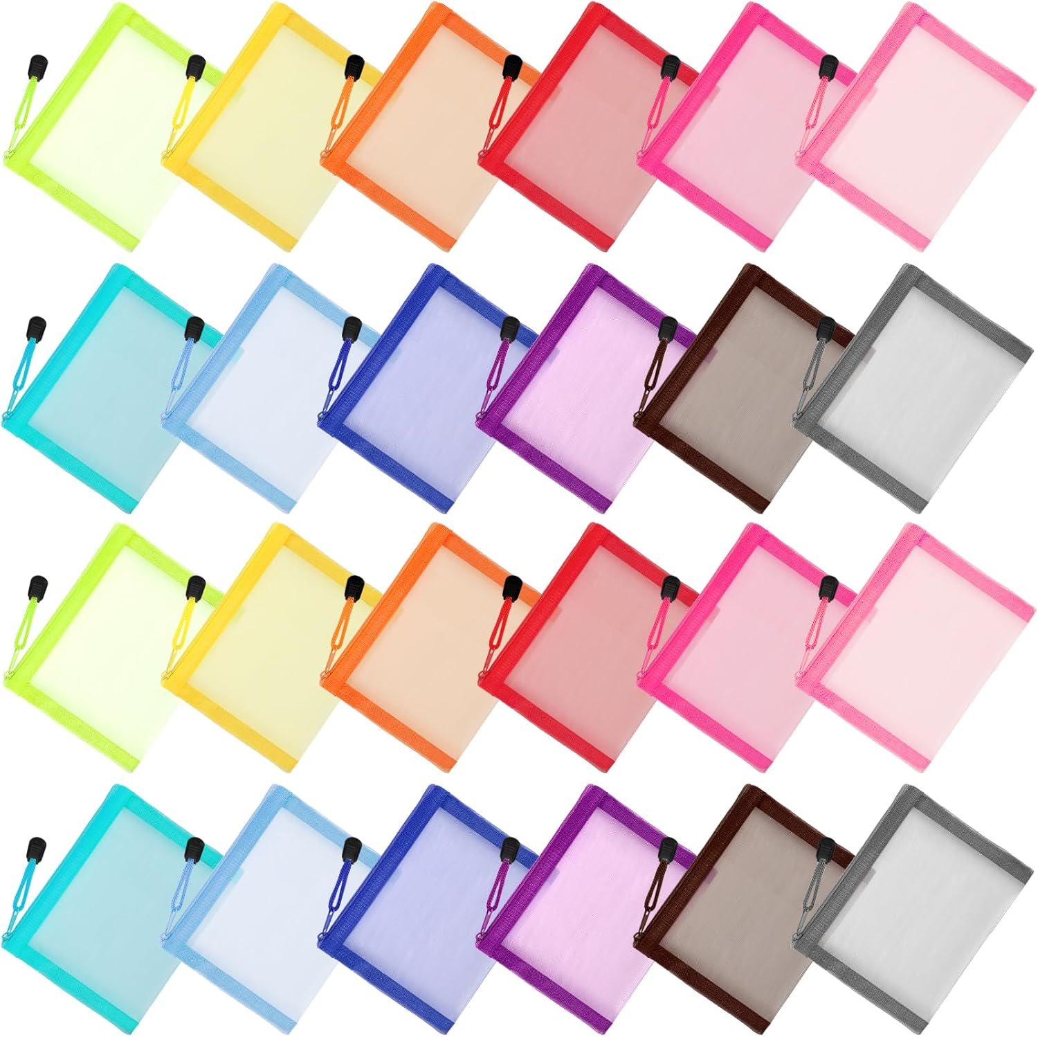 Jexine 24 Pcs Mini Zipper Mesh Bags Lipstick Cosmetic Accessories Organizer Nylon Makeup Zipper Pouch Small Cosmetic Bag for Purse Beauty Mesh Travel Pouch for Women(4 X 3 Inch,Bright Color)
