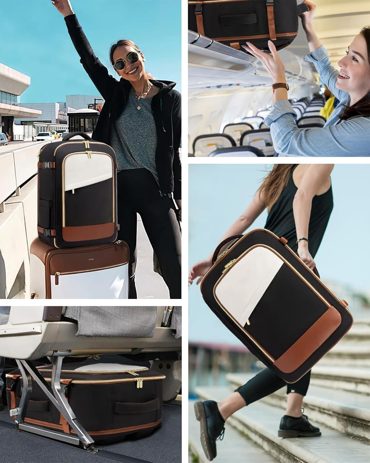 MOTYYA Travel Backpack for Women, 40L Carry on Backpack Flight Approved, Large Personal Item Bag Waterproof Business Rucksack Fits 17 Inch Laptop, TSA Approved Luggage Gym Daypack with 3 Packing Cubes image number 6