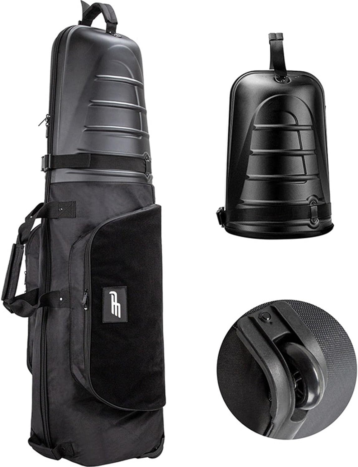 Hellery Golf Travel Bag with Wheels and Hard Case to Protect Your Clubs Black image number 2