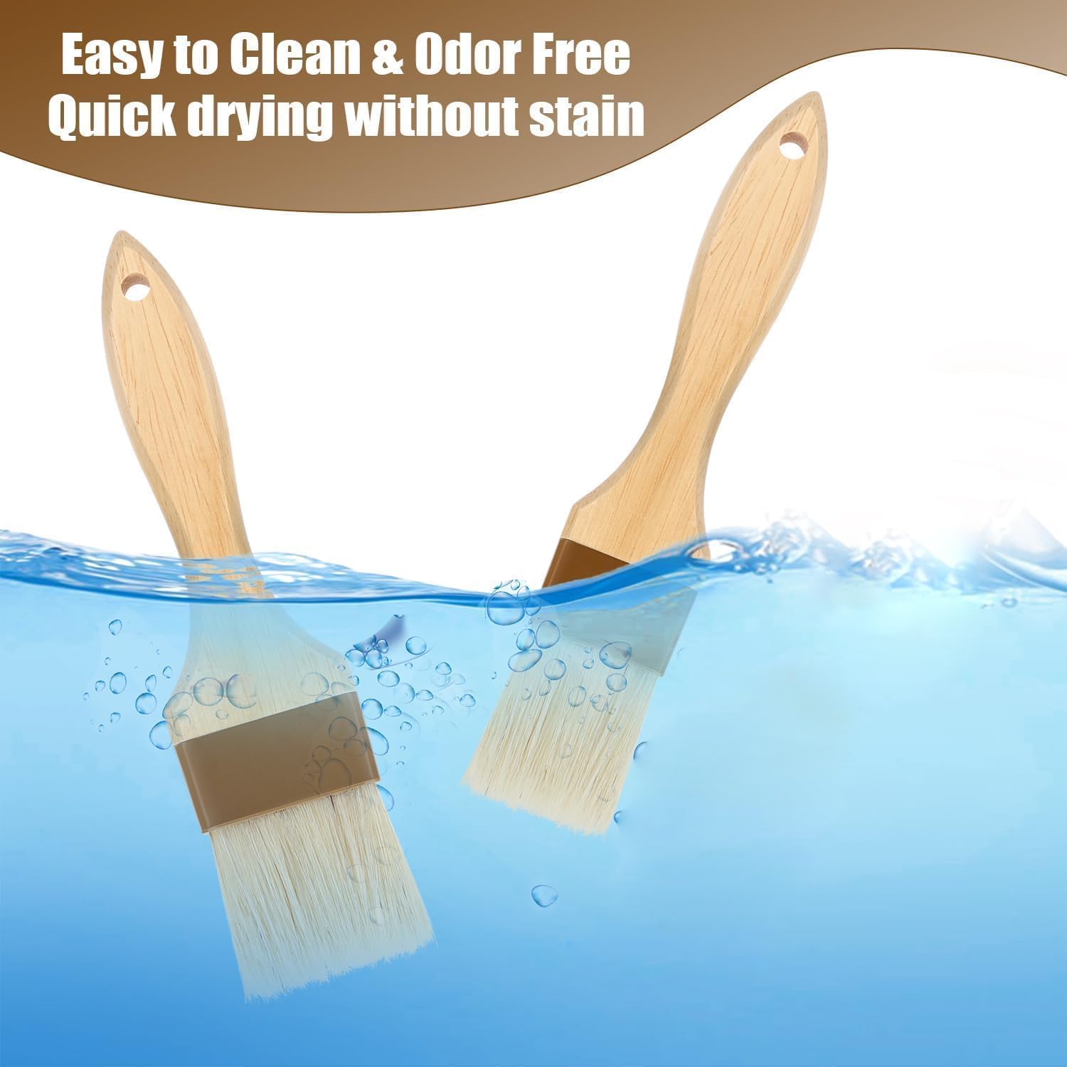 2Pcs Natural Bristle Basting Brushes Kitchen Oil Brushes Baking Cooking Oil Brushes,Boar Bristle Brushes BBQ Brushes,Pastry Basting image number 5