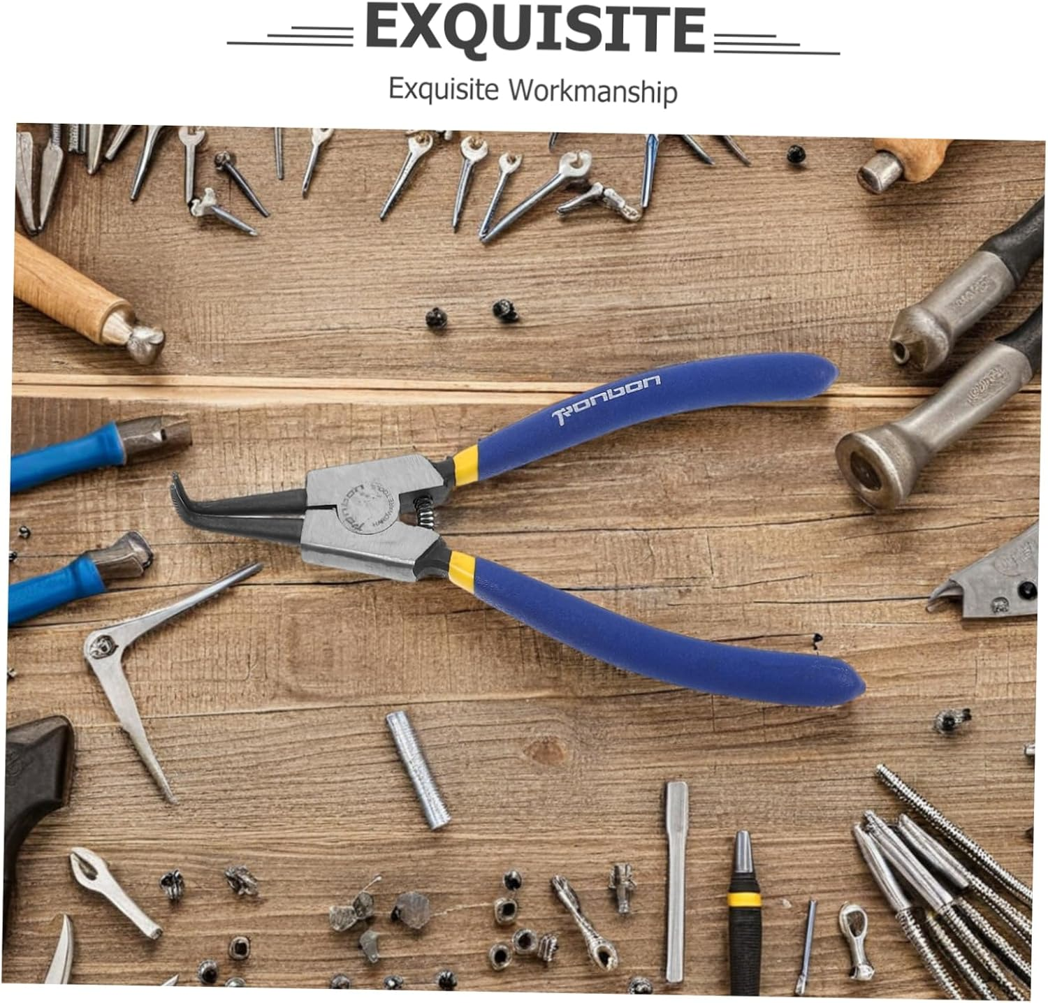 Operitacx 2Pcs Circlip Pliers Internal External Retaining Tools with Bent Nose for Mechanical Automotive Maintenance High Construction for Durability image number 6